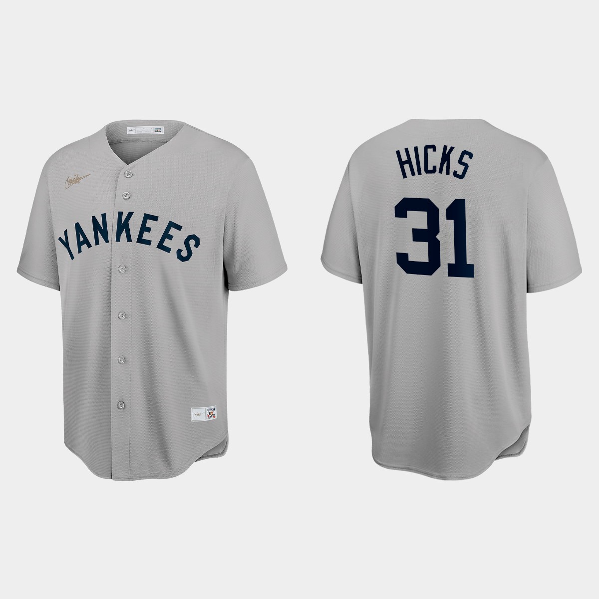 Aaron Hicks New York Yankees Cooperstown Throwback Jersey - Gray