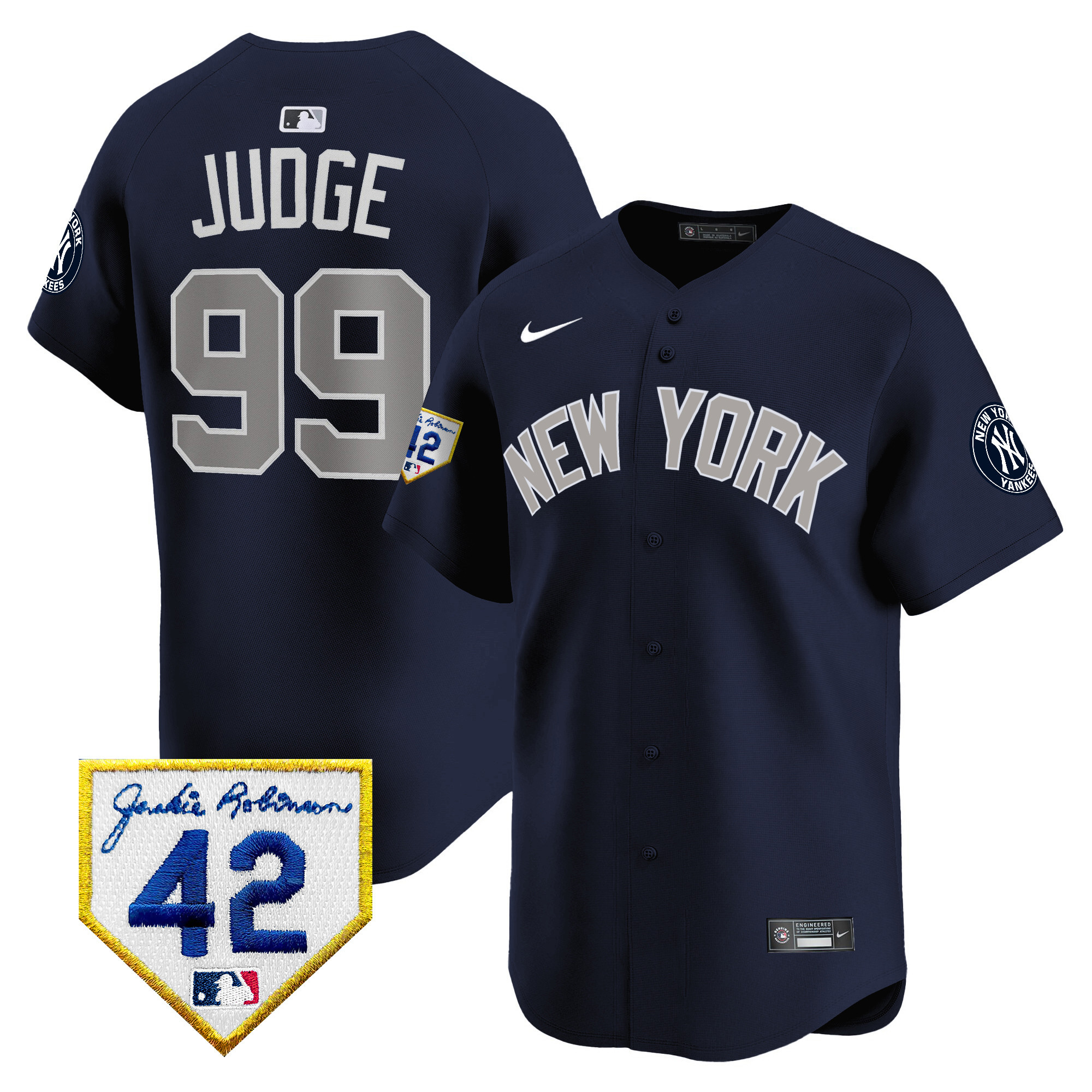 Aaron Judge Men's New York Yankees 2024 Jackie Robinson Patch Vapor Premier Limited Alternate Jersey V92