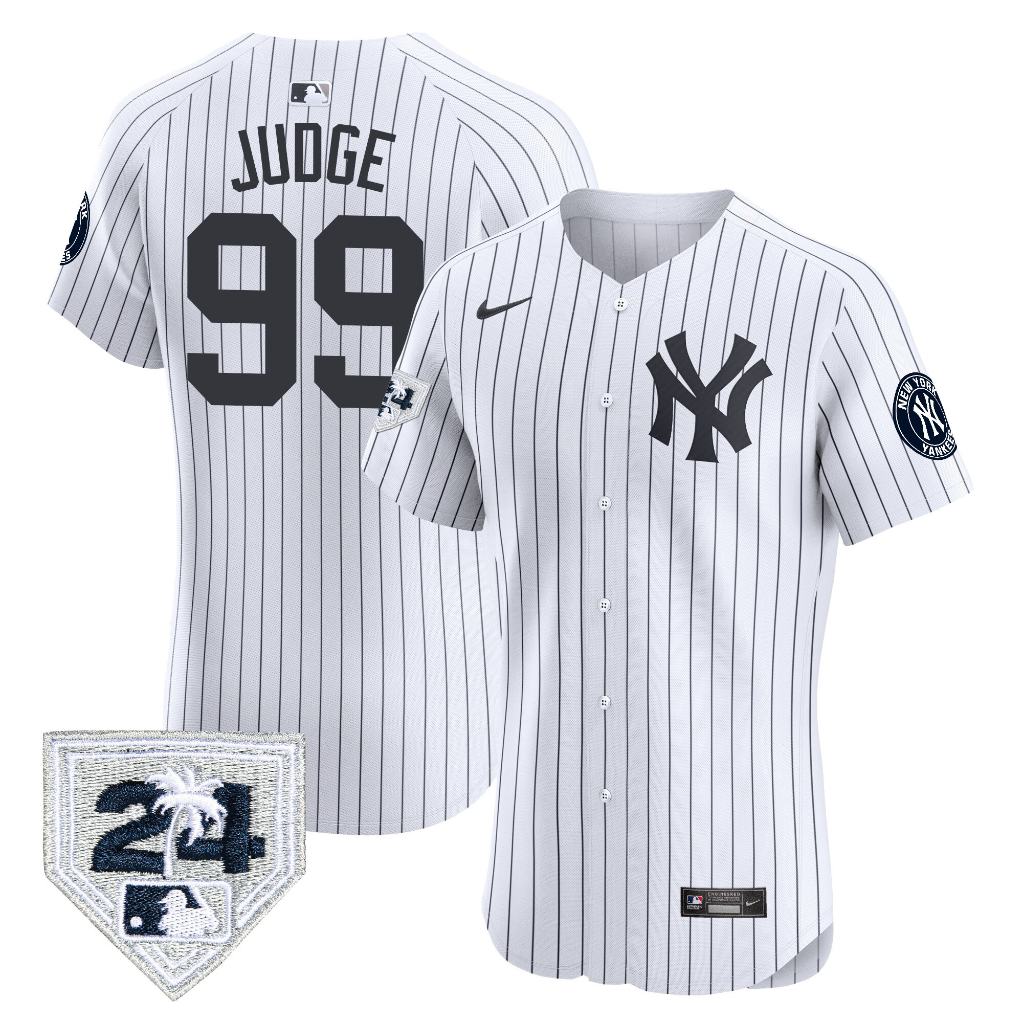 Aaron Judge Men's New York Yankees 2024 Spring Training Patch Vapor Premier Elite V2 White Jersey V82