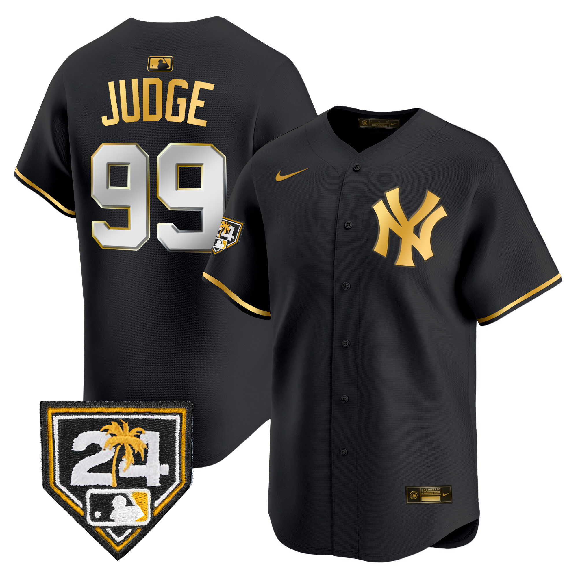 Aaron Judge Men's New York Yankees 2024 Spring Training Patch Vapor Premier Limited Black Gold Jersey