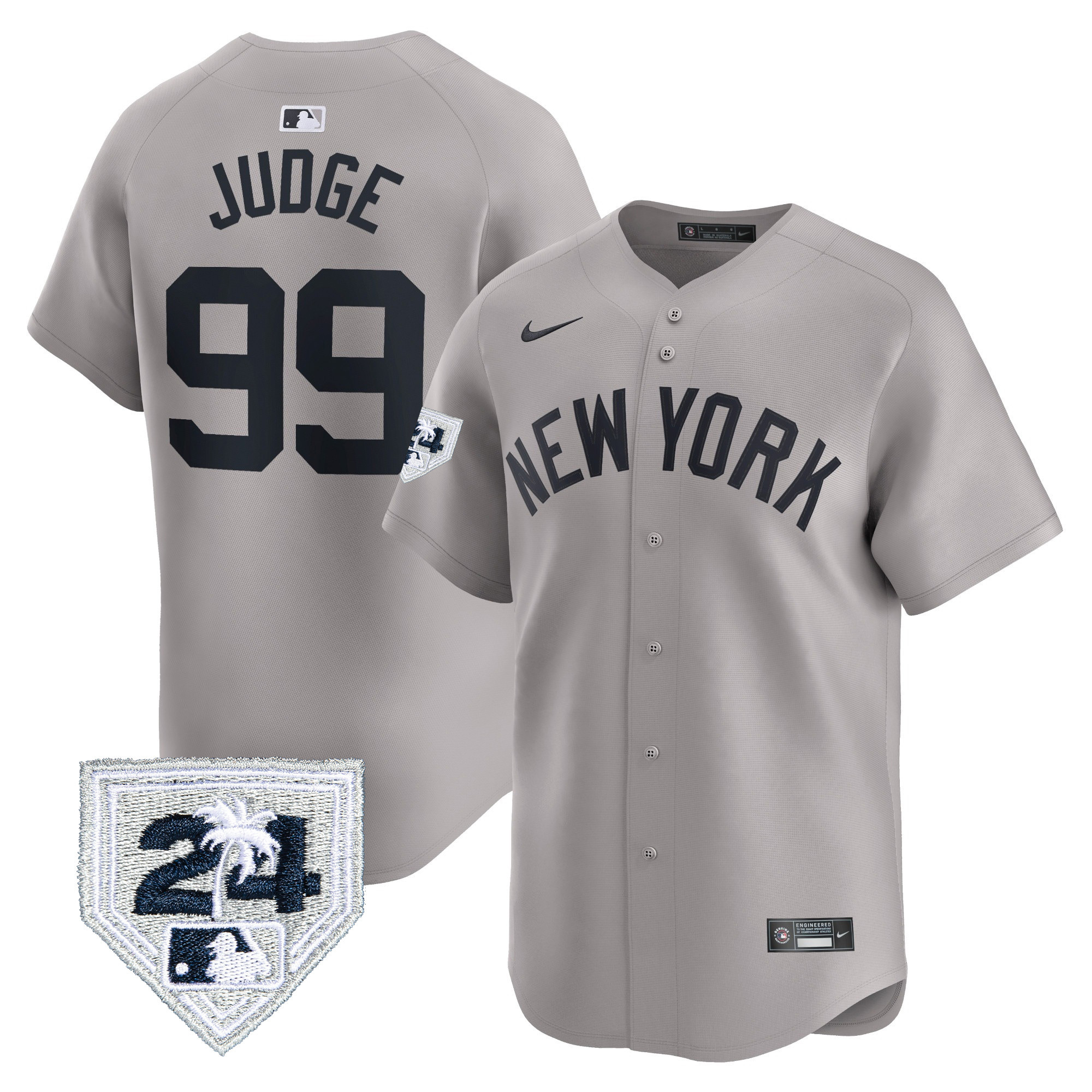 Aaron Judge Men's New York Yankees 2024 Spring Training Patch Vapor Premier Limited Gray Jersey