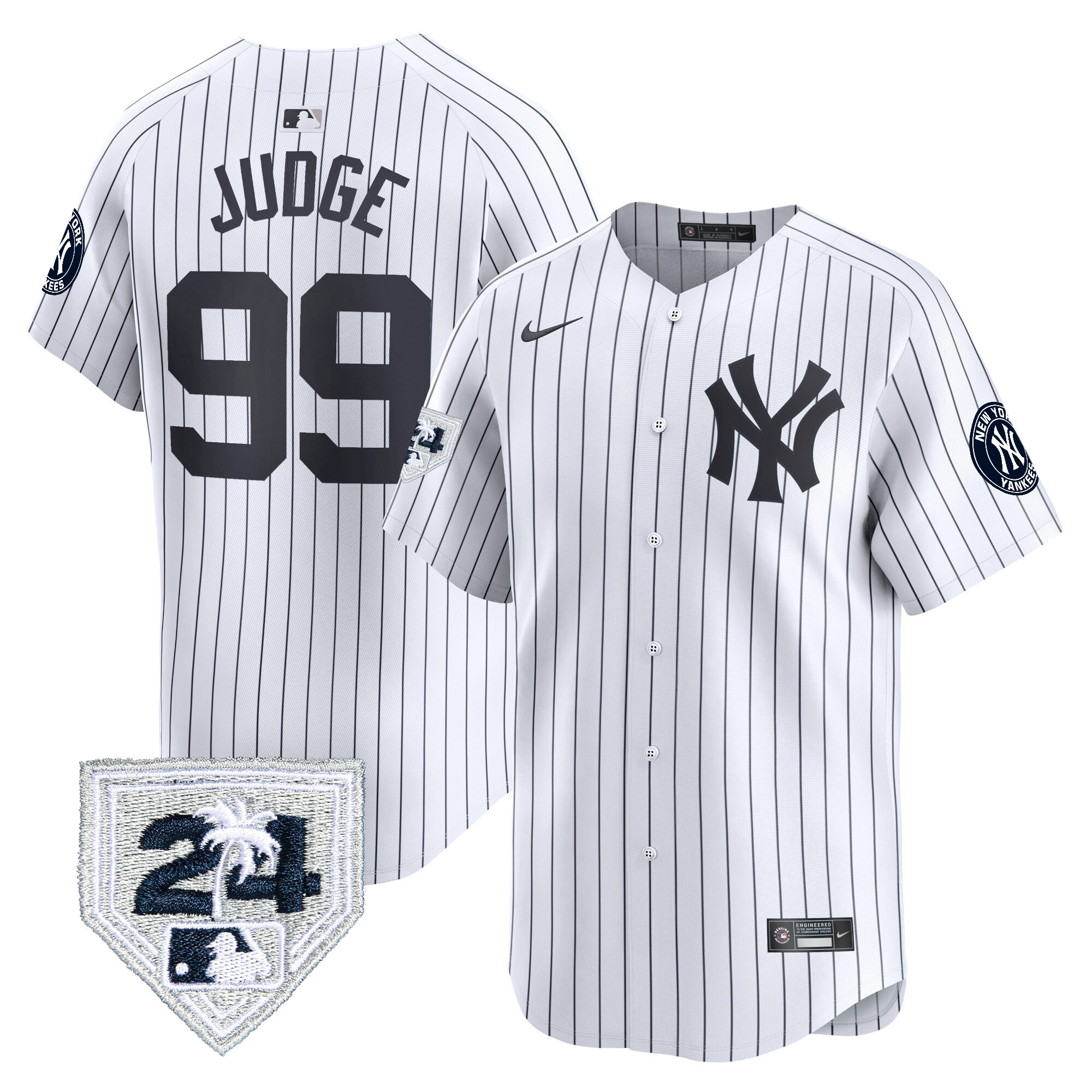 Aaron Judge Men's New York Yankees 2024 Spring Training Patch Vapor Premier Limited V3 White Jersey V53
