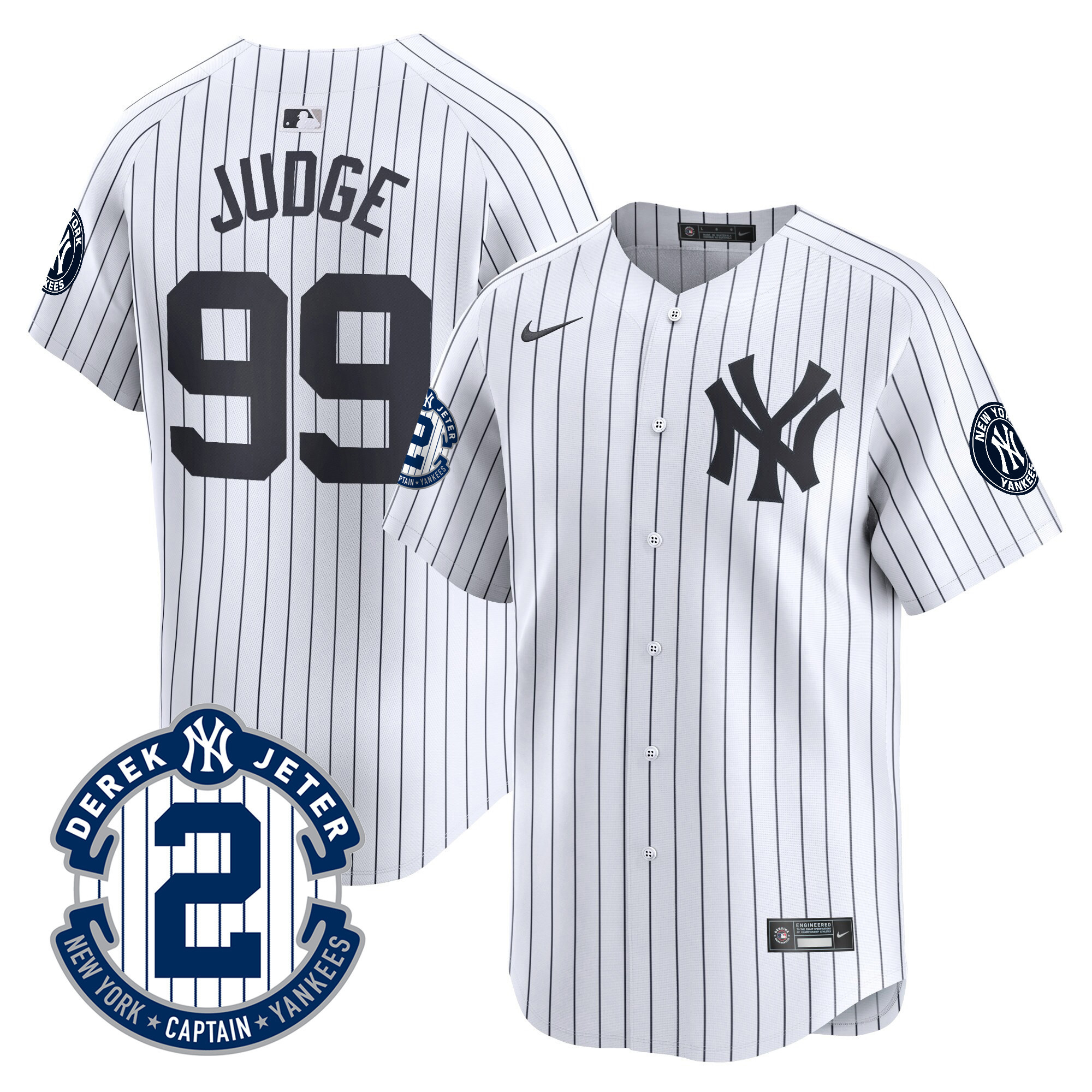 Aaron Judge Men's New York Yankees Derek Jeter Patch Vapor Premier Limited White Jersey V56