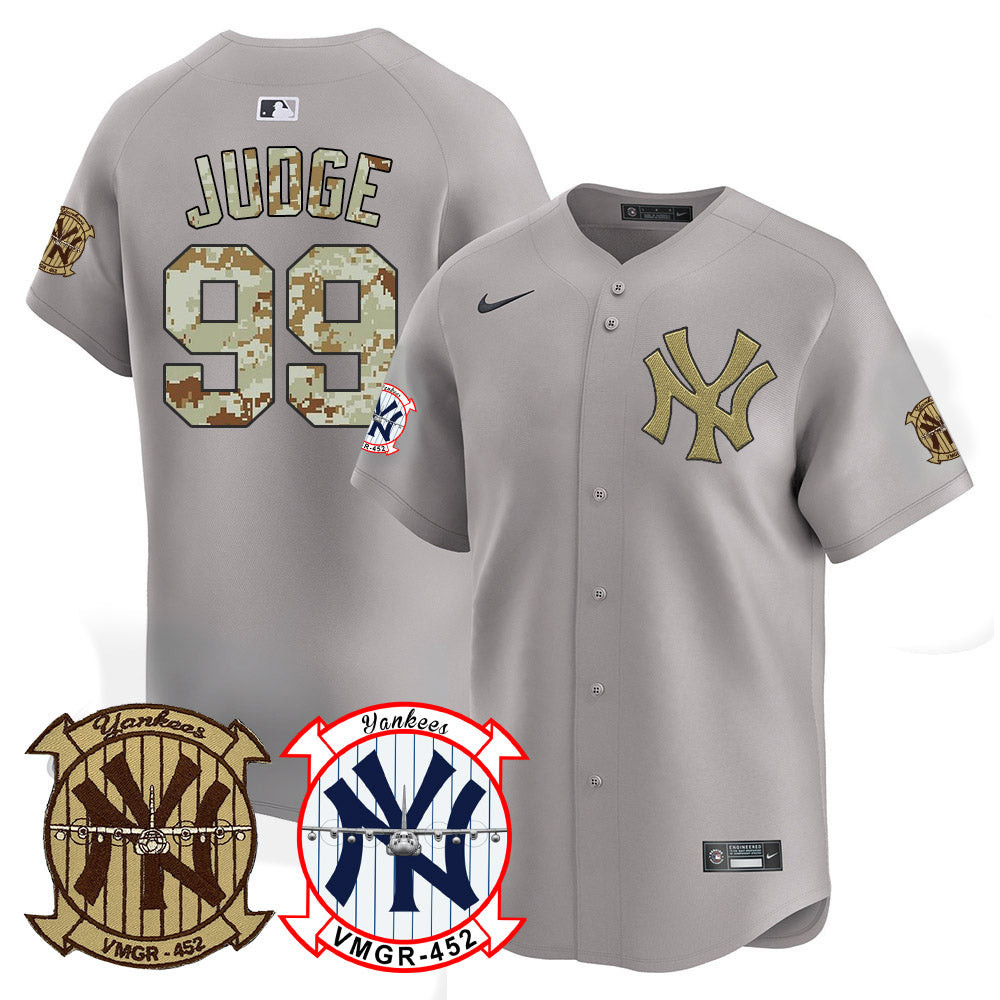 Aaron Judge Men's New York Yankees Desert USMC Alternate Vapor Premier Limited Gray Jersey V63
