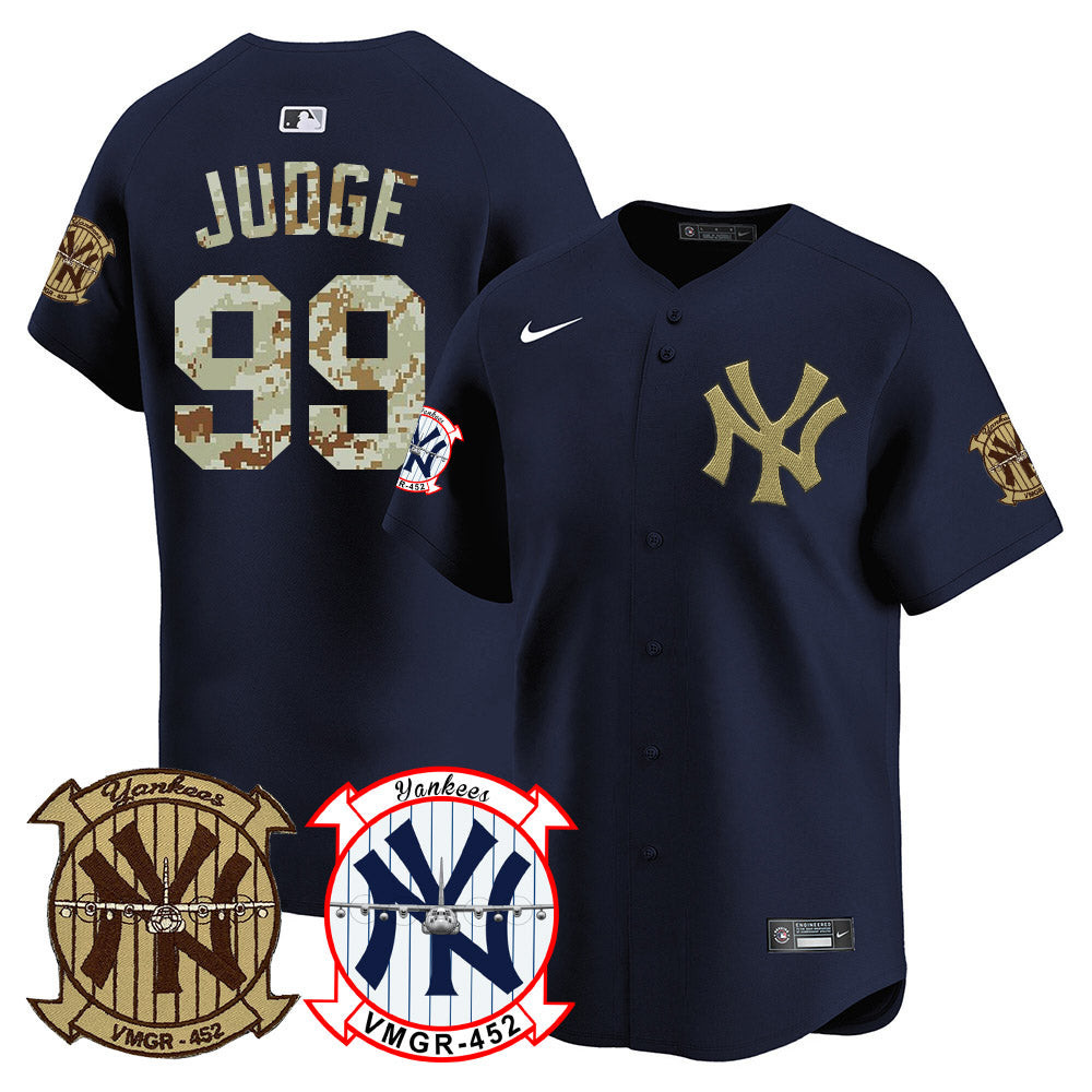 Aaron Judge Men's New York Yankees Desert USMC Alternate Vapor Premier Limited Navy Jersey V27