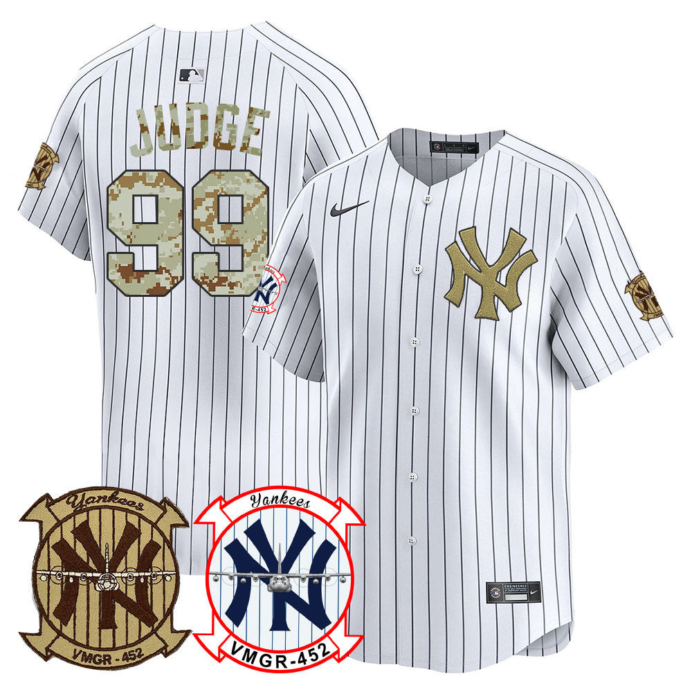 Aaron Judge Men's New York Yankees Desert USMC Alternate Vapor Premier Limited White Jersey V69