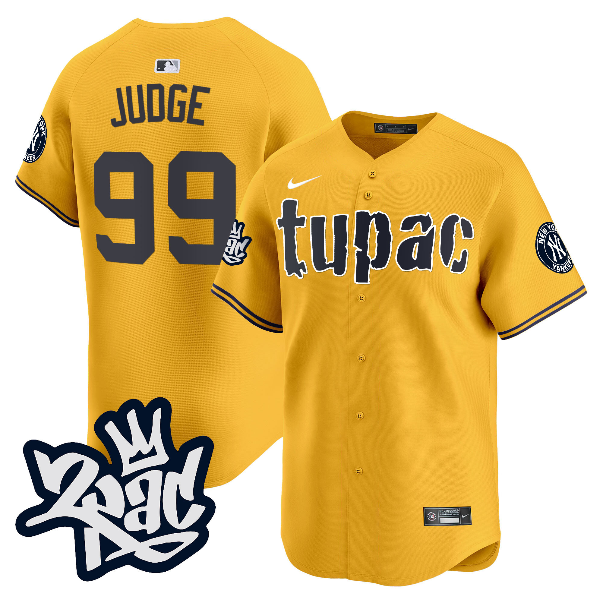 Aaron Judge Men's New York Yankees Tupac Shakur Vapor Premier Limited Gold Jersey V76