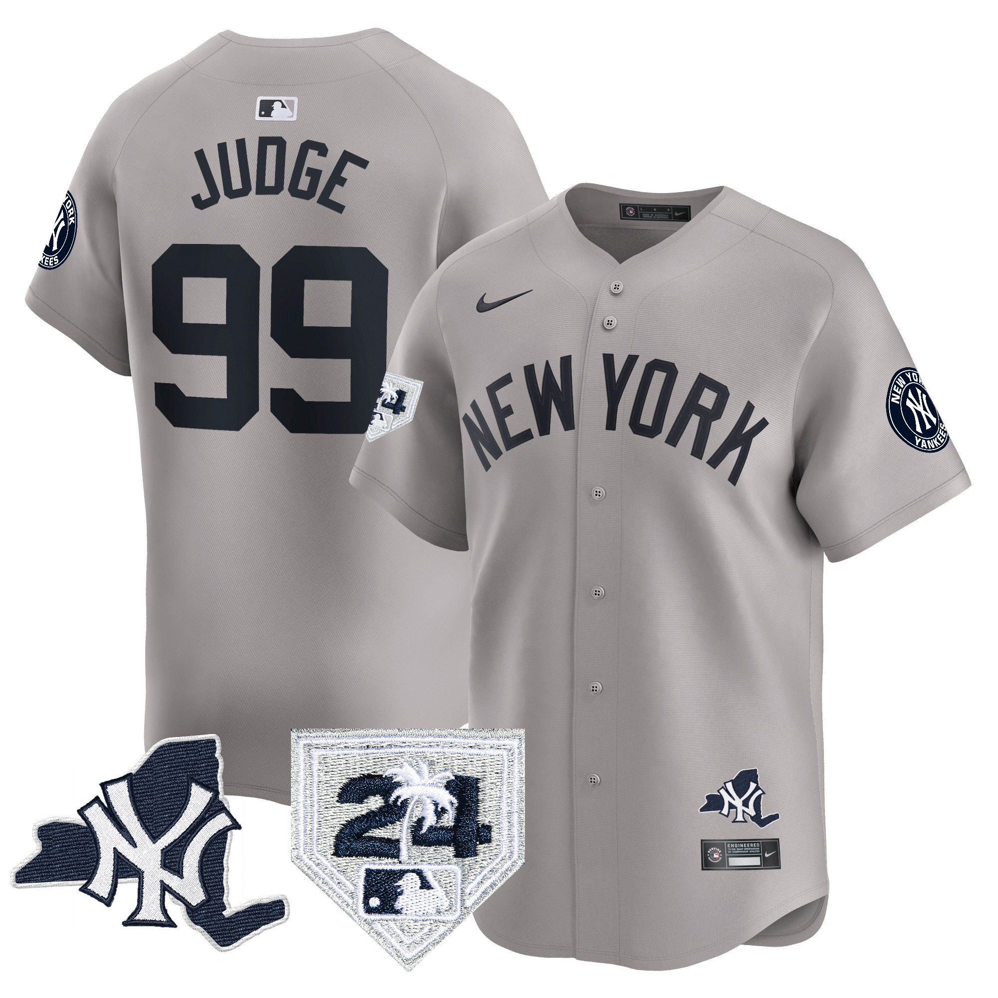 Aaron Judge Men's New York Yankees Vapor Premier Limited - New York Patch Gray Jersey V18