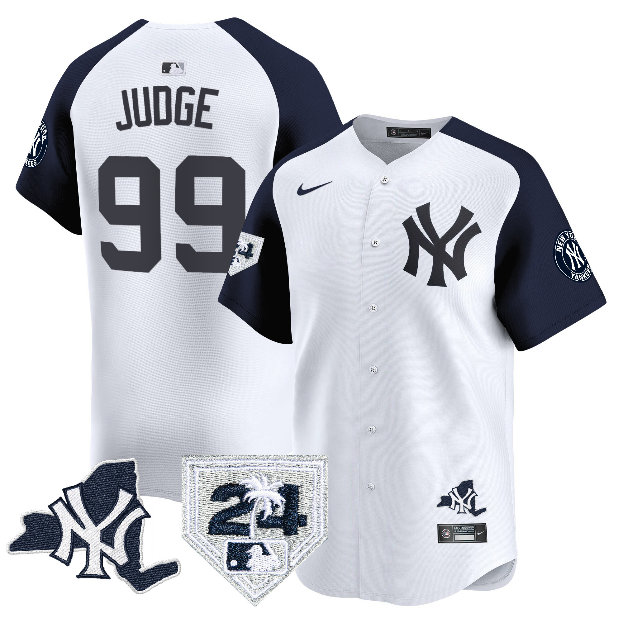 Aaron Judge Men's New York Yankees Vapor Premier Limited - New York Patch White Alternate Jersey V3