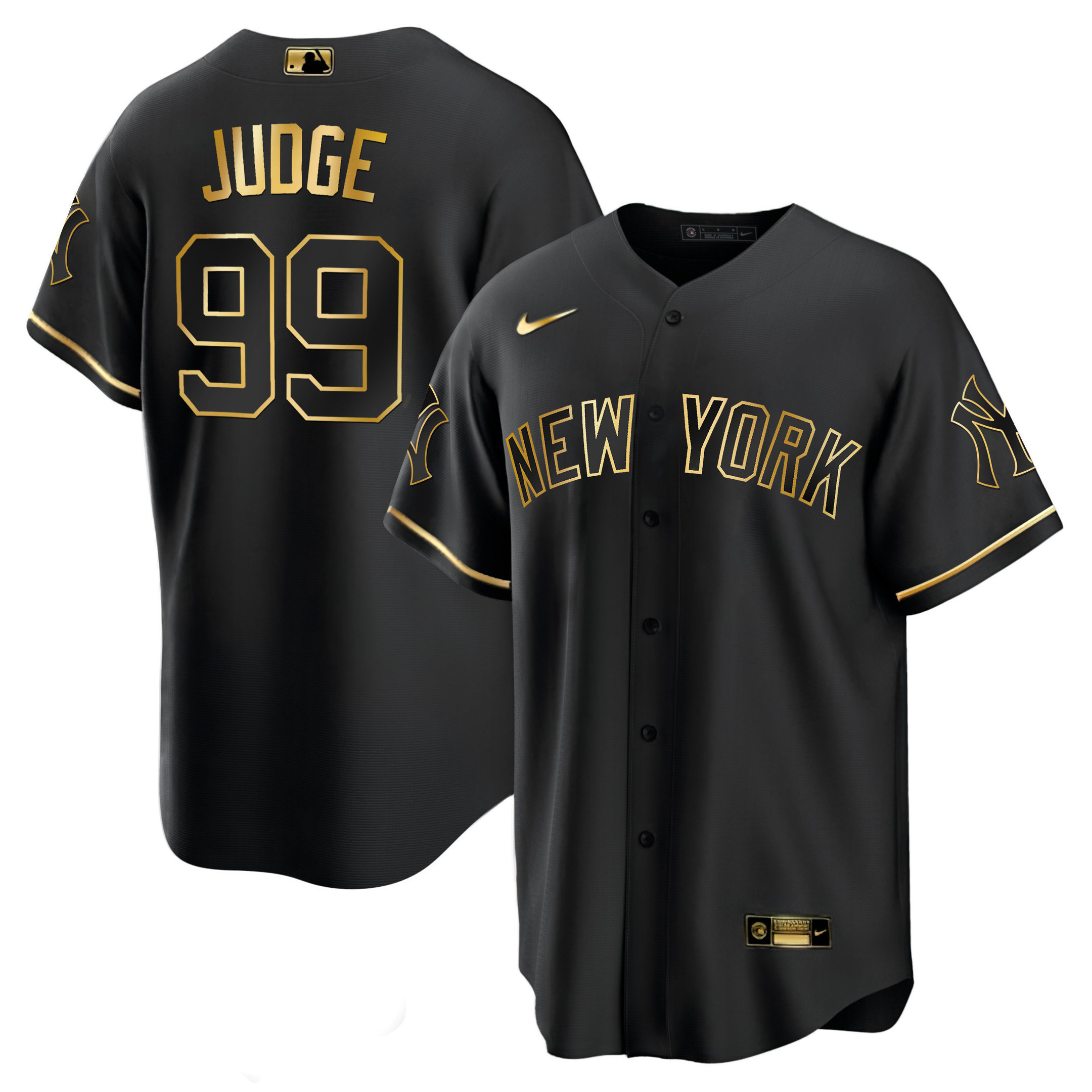 Aaron Judge Men's New York Yankees White Gold & Black Gold Cool Black Jersey V43