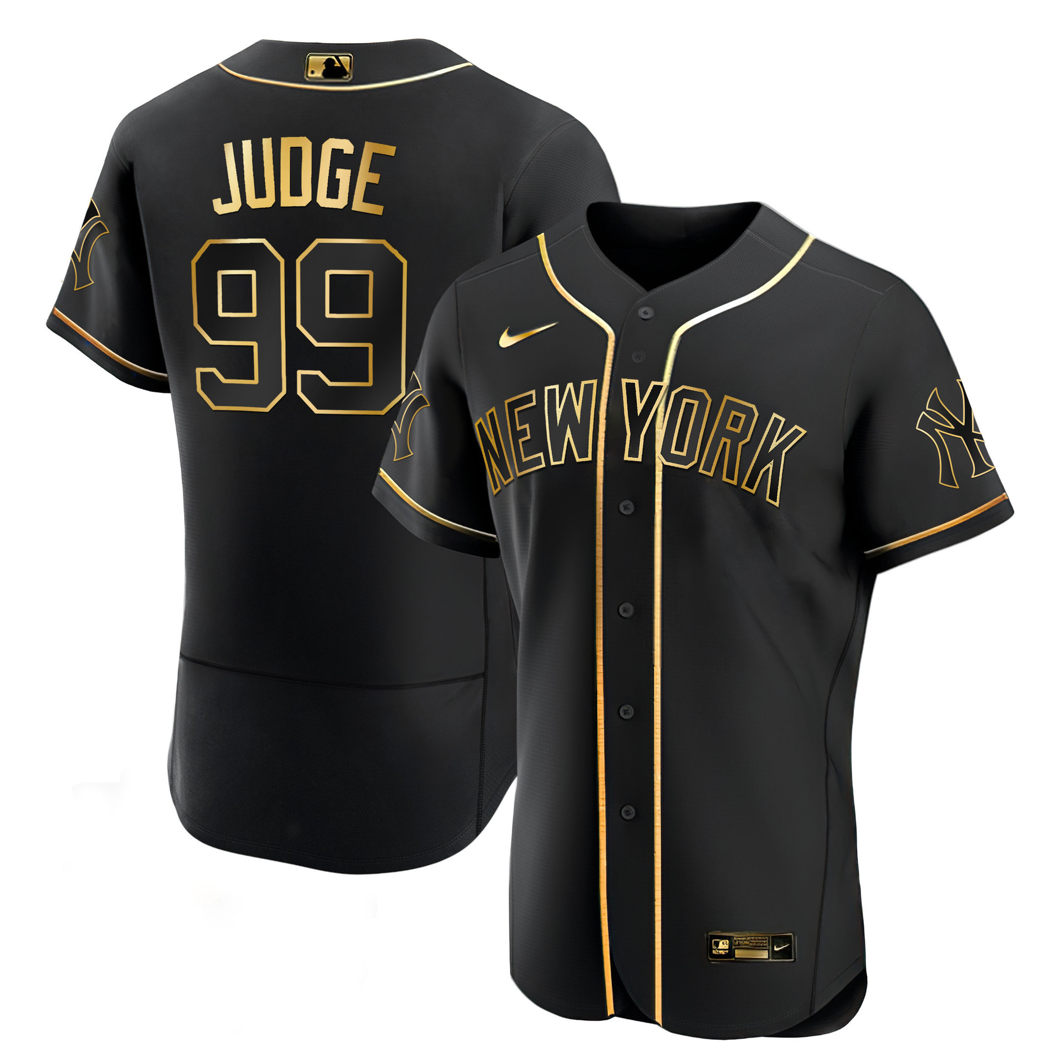 Aaron Judge Men's New York Yankees White Gold & Black Gold Flex Black Jersey V50