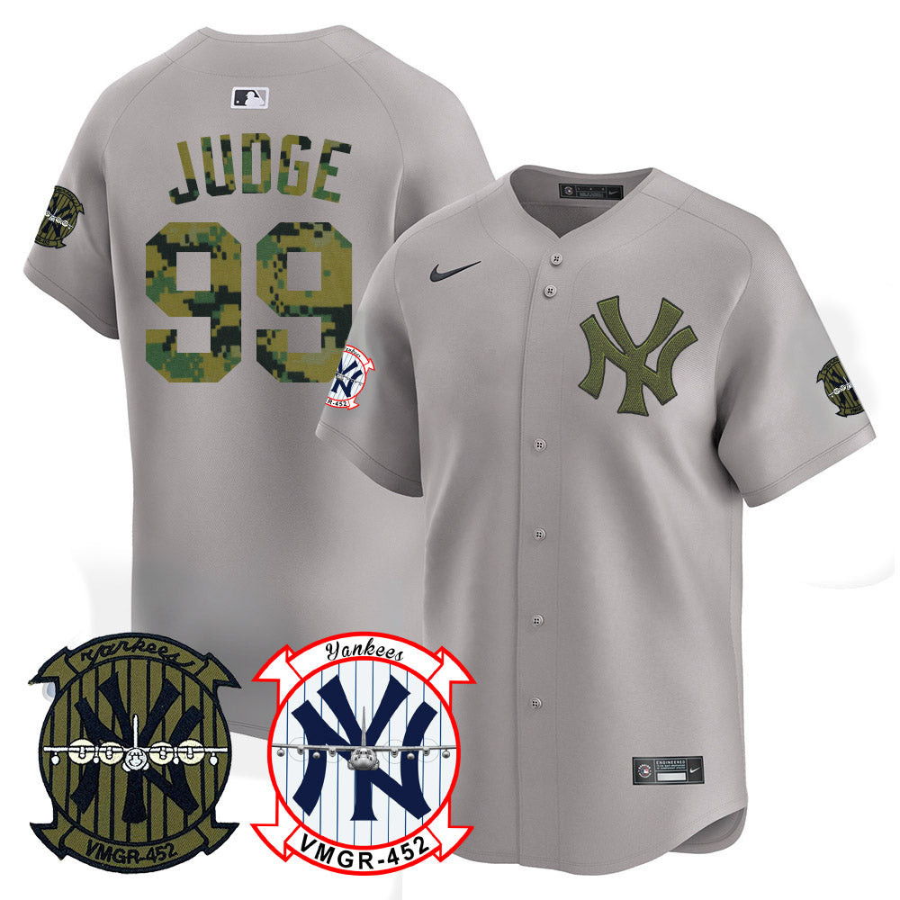 Aaron Judge Men's New York Yankees Woodland USMC Alternate Vapor Premier Limited Gray Jersey V97