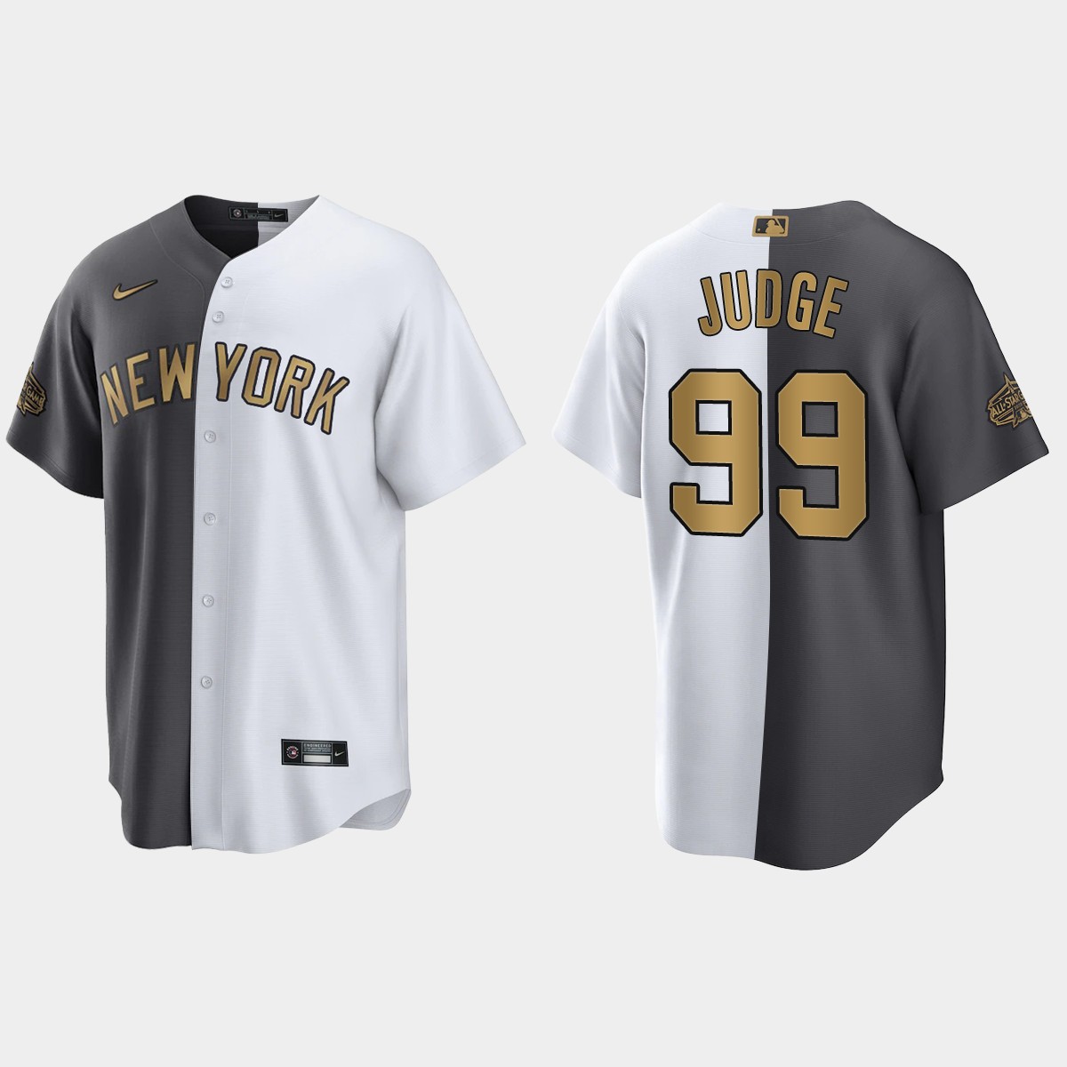 Aaron Judge New York Yankees 2022 All-Star Game Split Jersey - White Charcoal