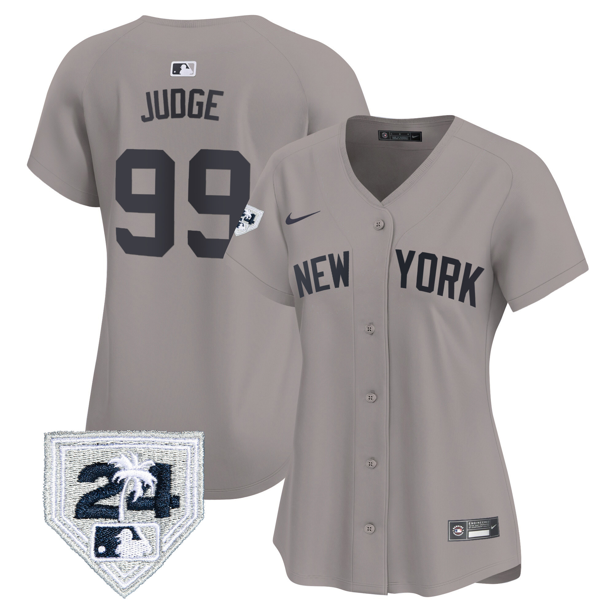 Aaron Judge Women's New York Yankees 2024 Spring Training Patch Vapor Premier Limited Gray Jersey