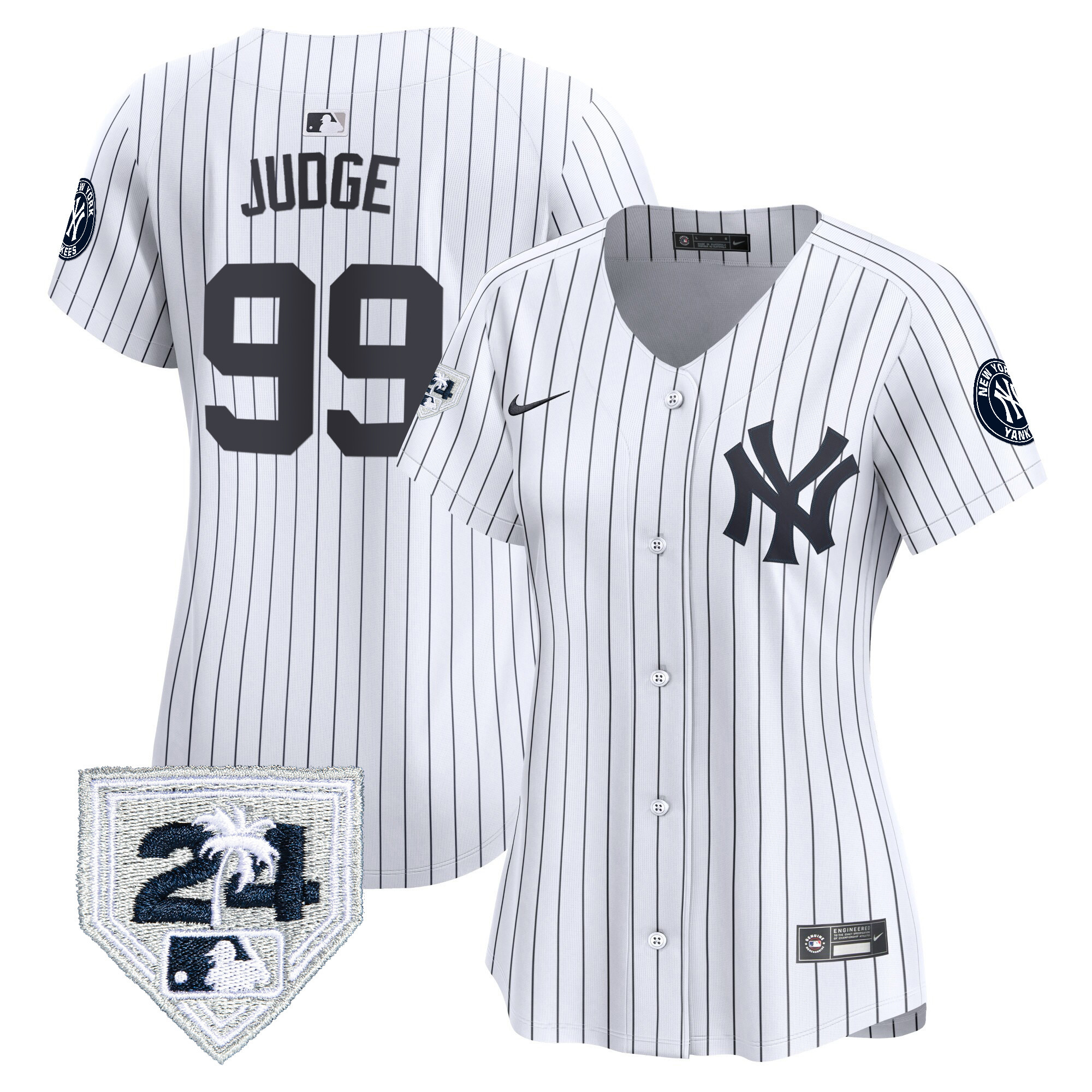 Aaron Judge Women's New York Yankees 2024 Spring Training Patch Vapor Premier Limited V2 White Jersey V99