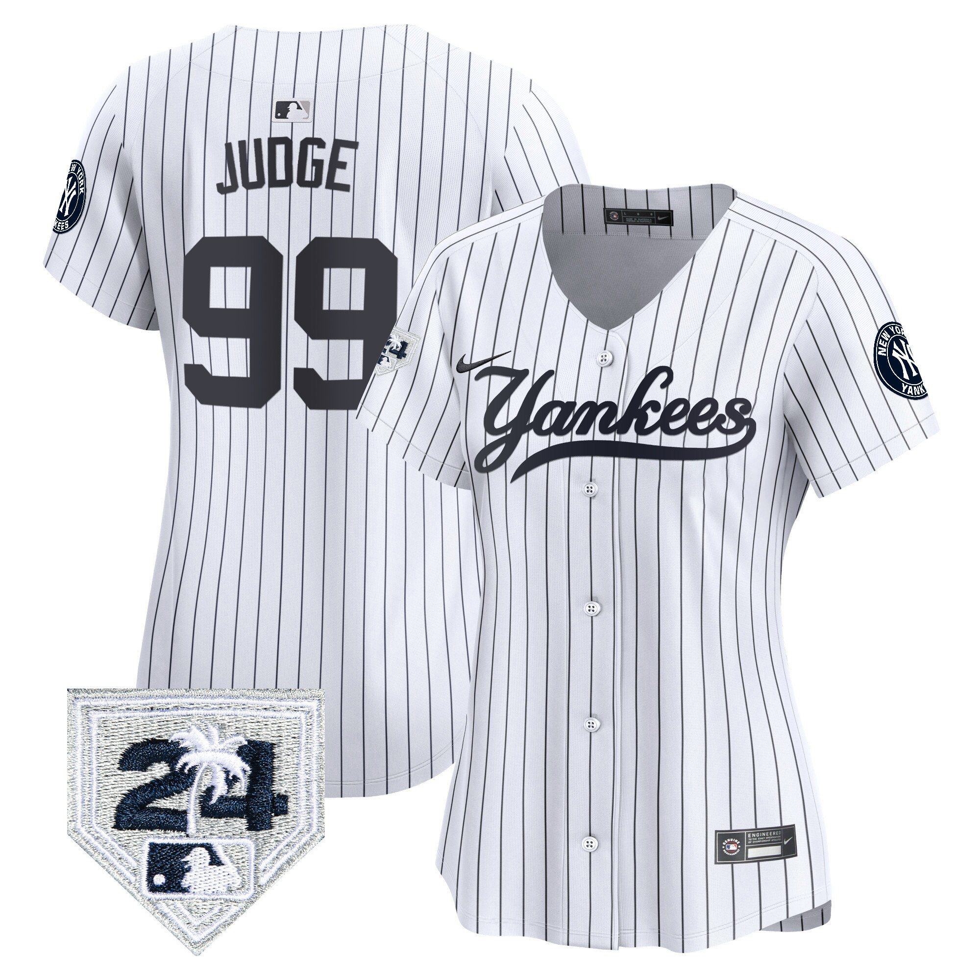 Aaron Judge Women's New York Yankees 2024 Spring Training Patch Vapor Premier Limited V6 White Jersey V74