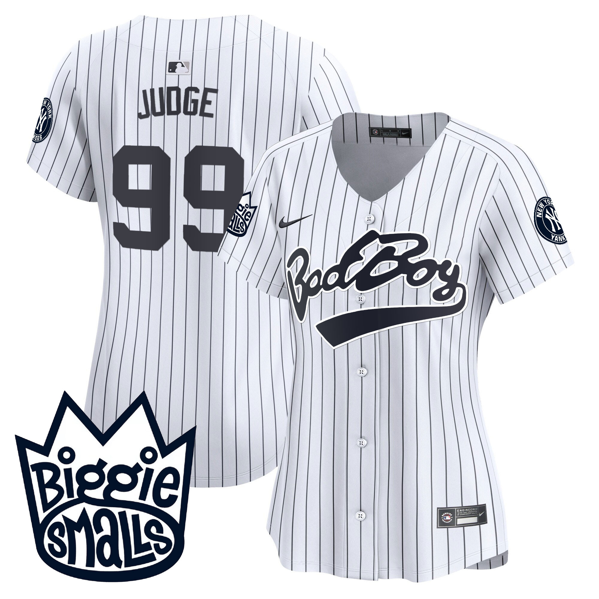 Aaron Judge Women's New York Yankees Biggie Smalls Vapor Premier Limited White Jersey V43