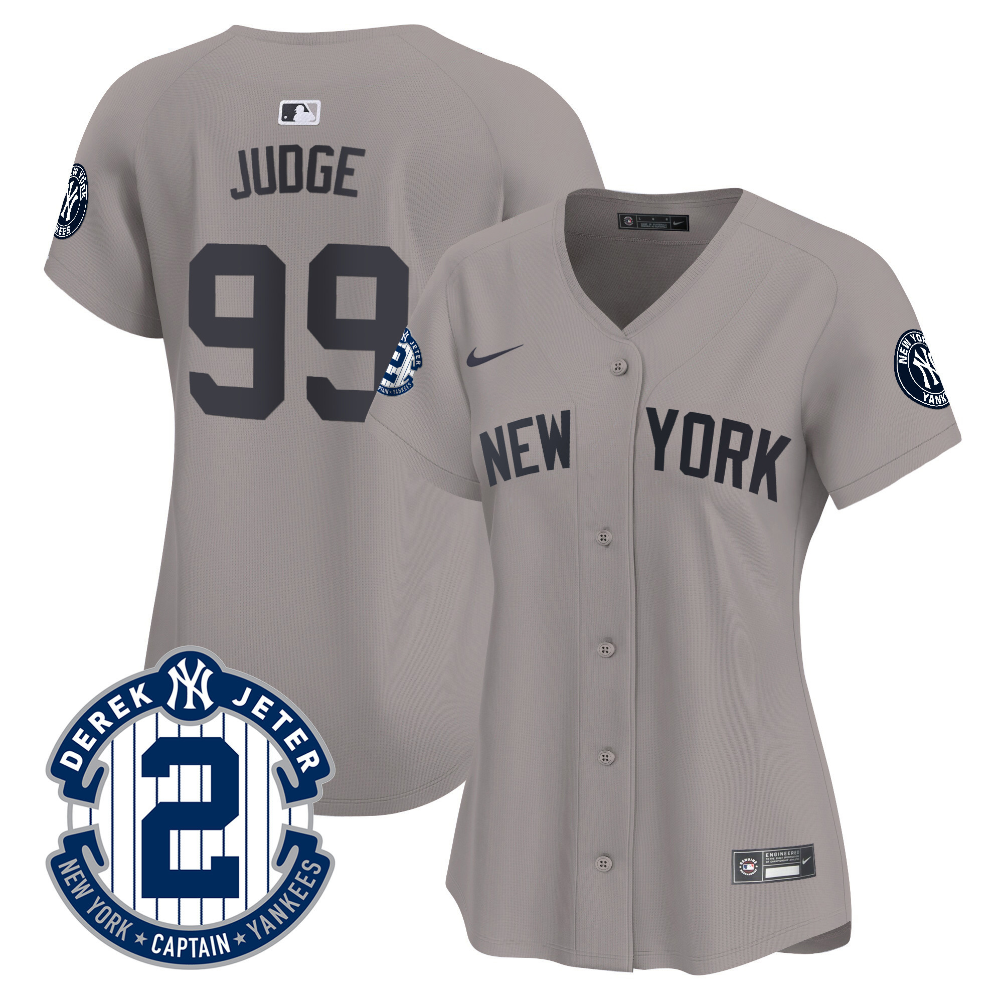 Aaron Judge Women's New York Yankees Derek Jeter Patch Vapor Premier Limited Gray Jersey V96