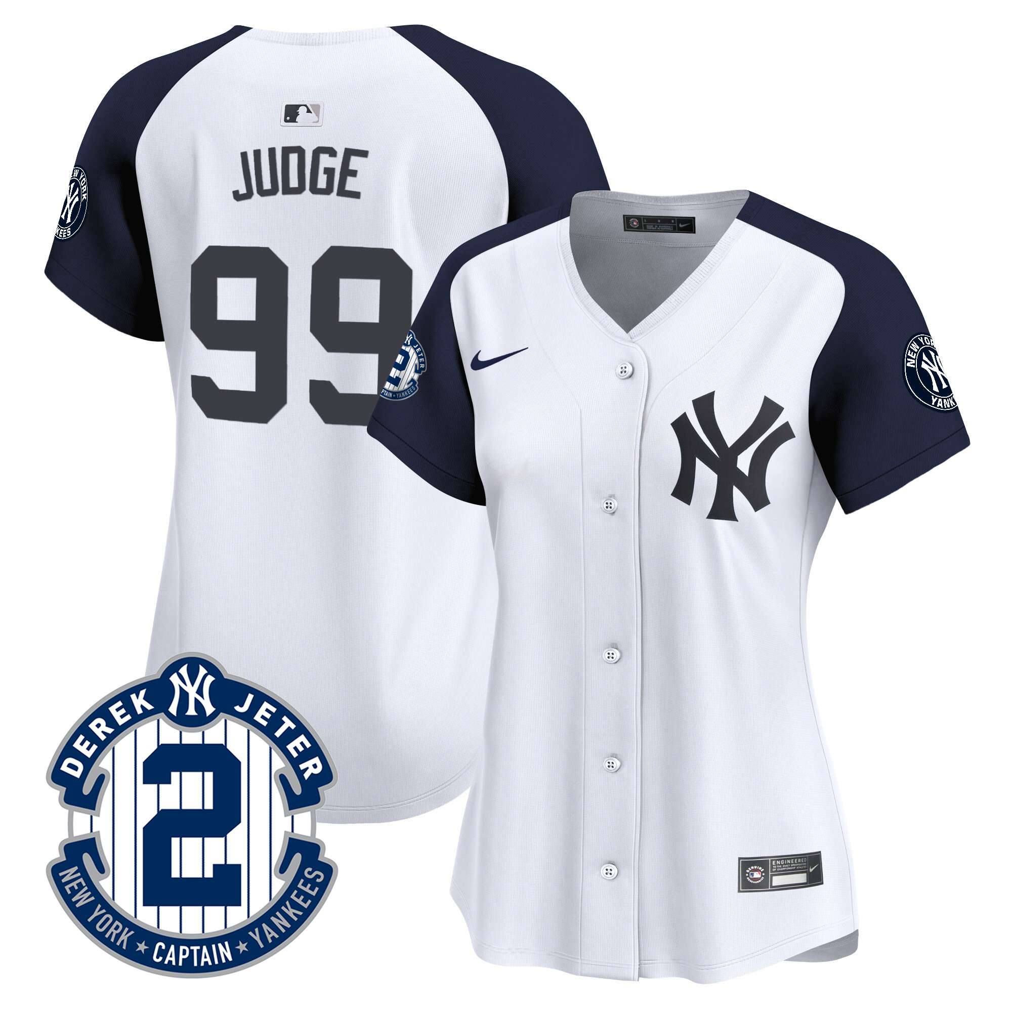Aaron Judge Women's New York Yankees Derek Jeter Patch Vapor Premier Limited White Alternate Jersey V81
