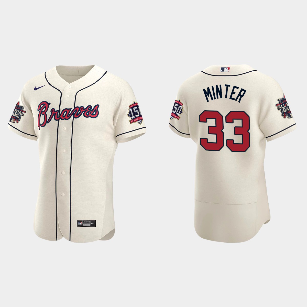 A.J. Minter #33 Atlanta Braves Alternate 2021 All-Star Jersey - Cream