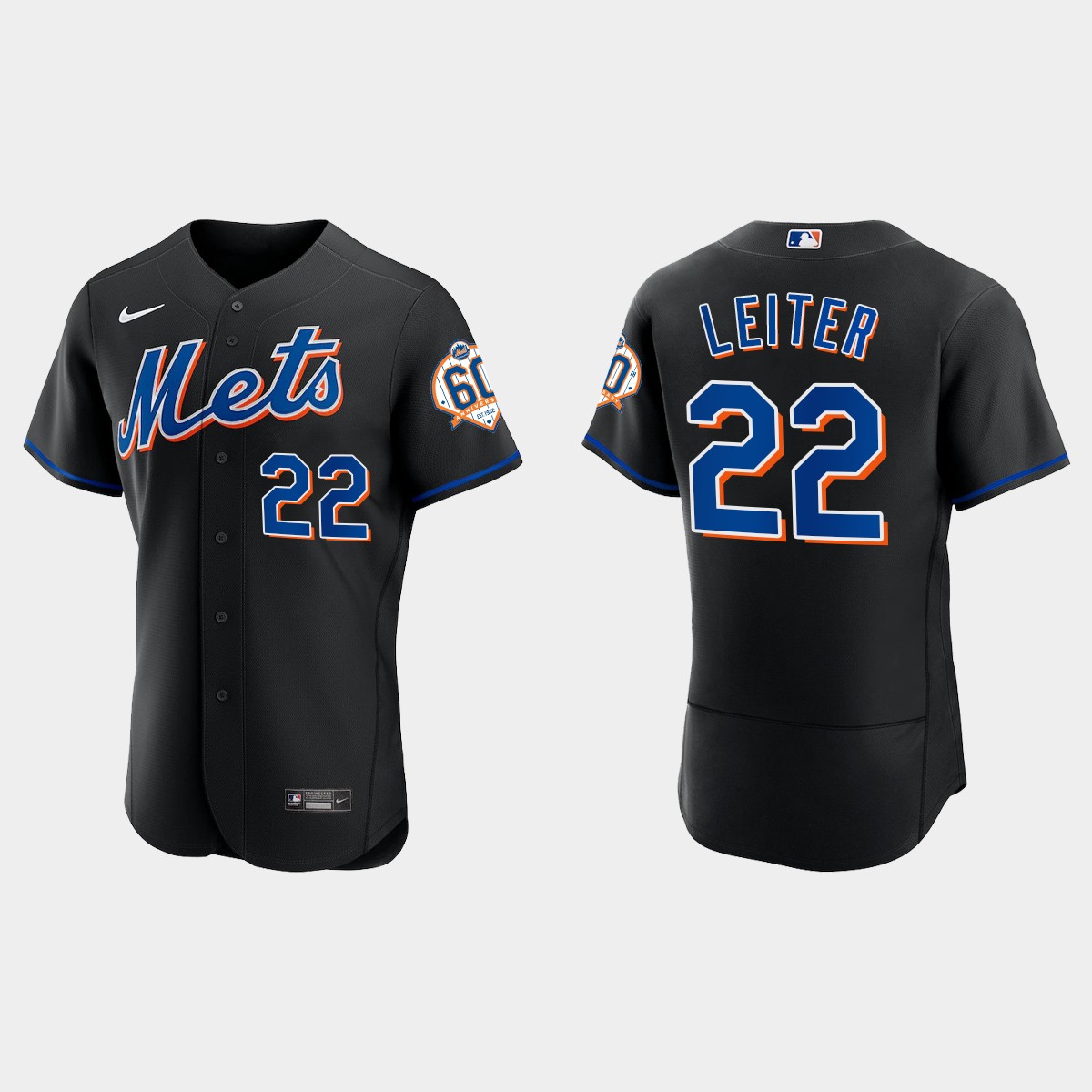 Al Leiter New York Mets 60th Anniversary Alternate Jersey - Black V8