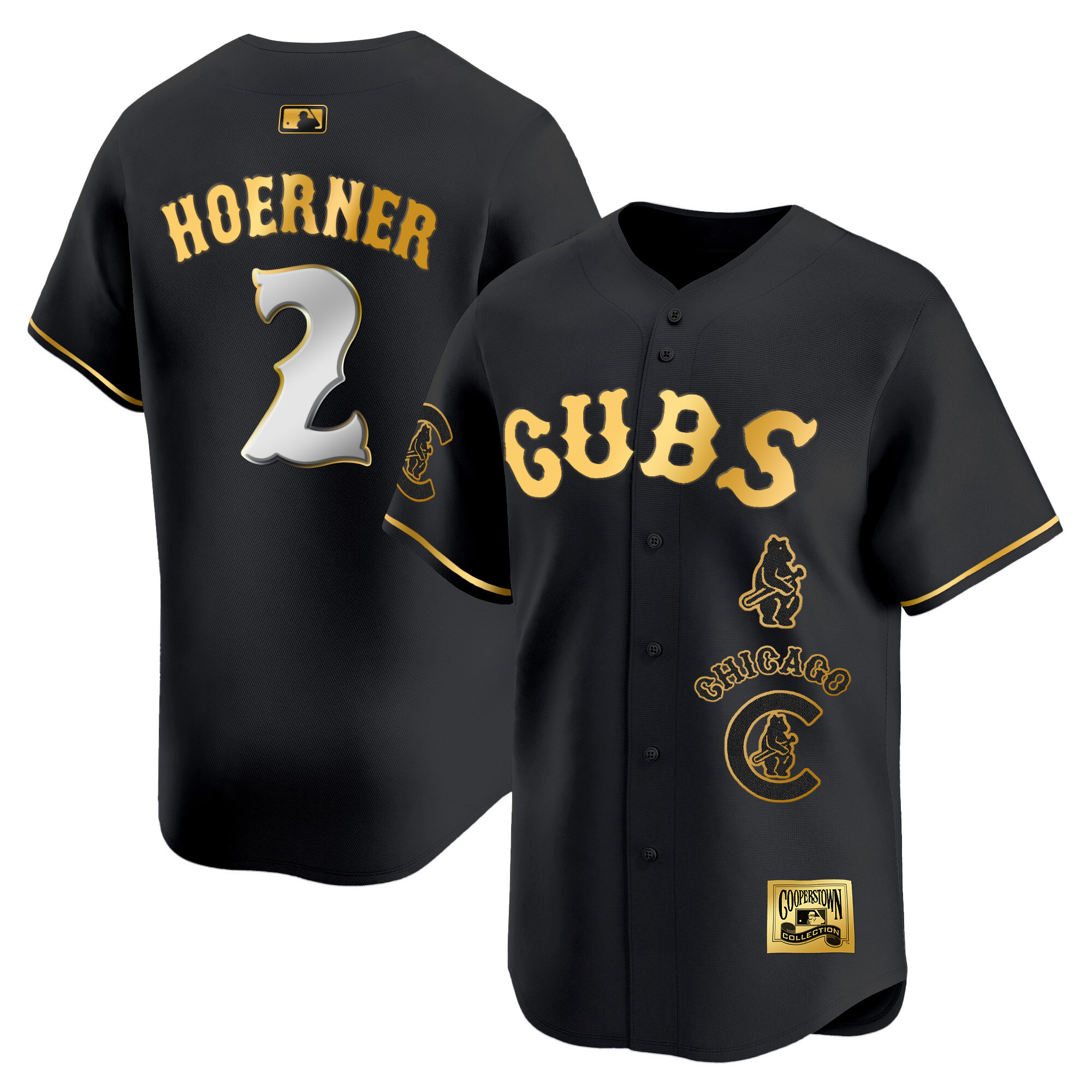 Nico Hoerner Men's Chicago Cubs Special Vapor Premier Limited Black Gold Jersey - All Stitched