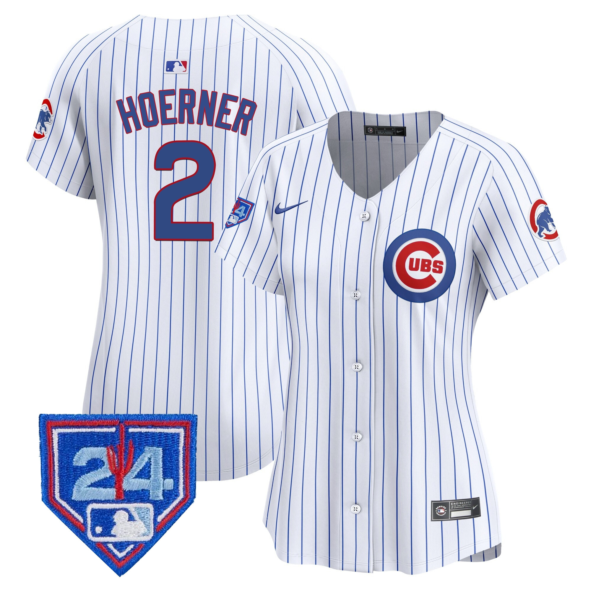 Nico Hoerner Women's Chicago Cubs 2024 Spring Training Patch Vapor Premier Limited White Jersey - All Stitched