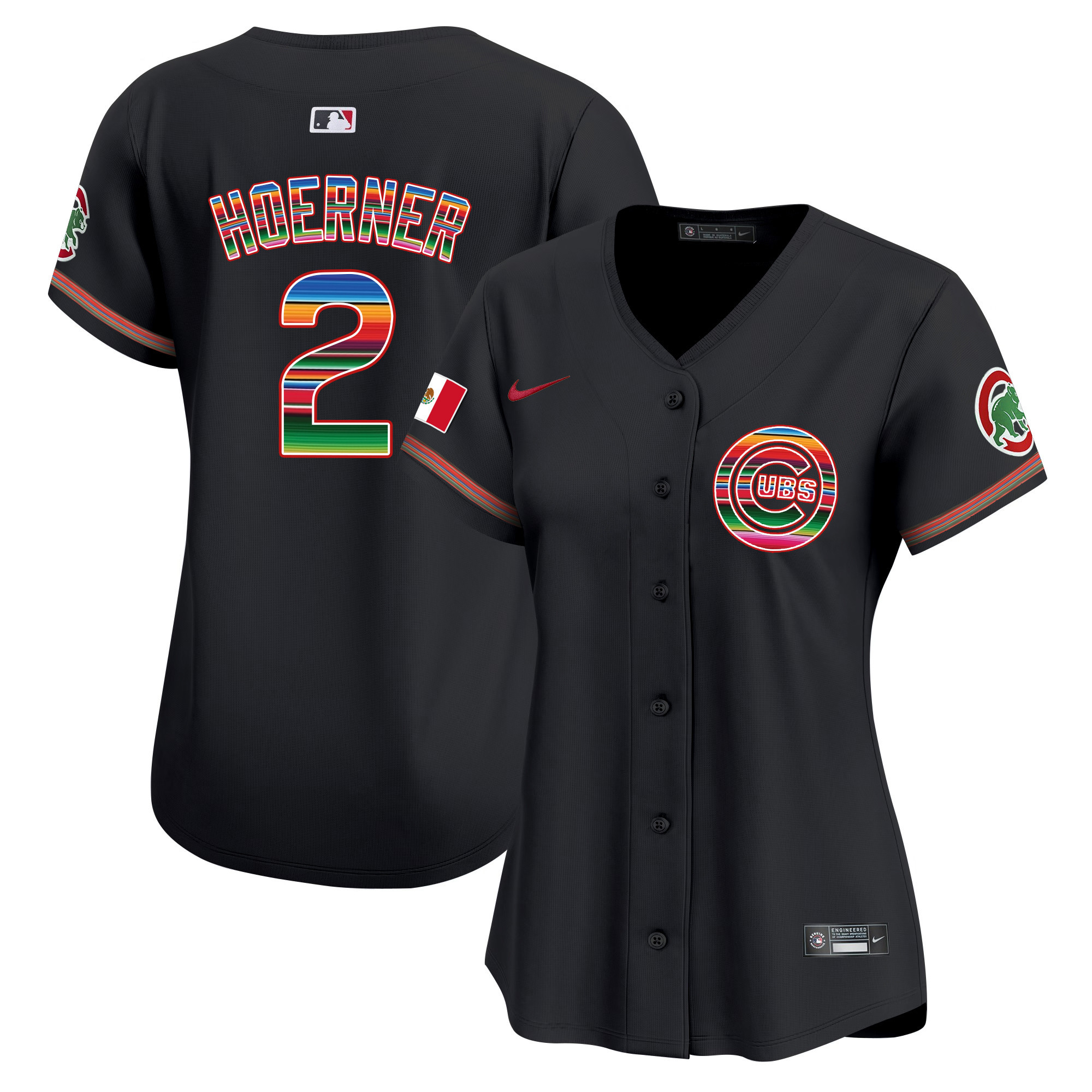 Nico Hoerner Women's Chicago Cubs Mexico Vapor Premier Limited Black Jersey - All Stitched