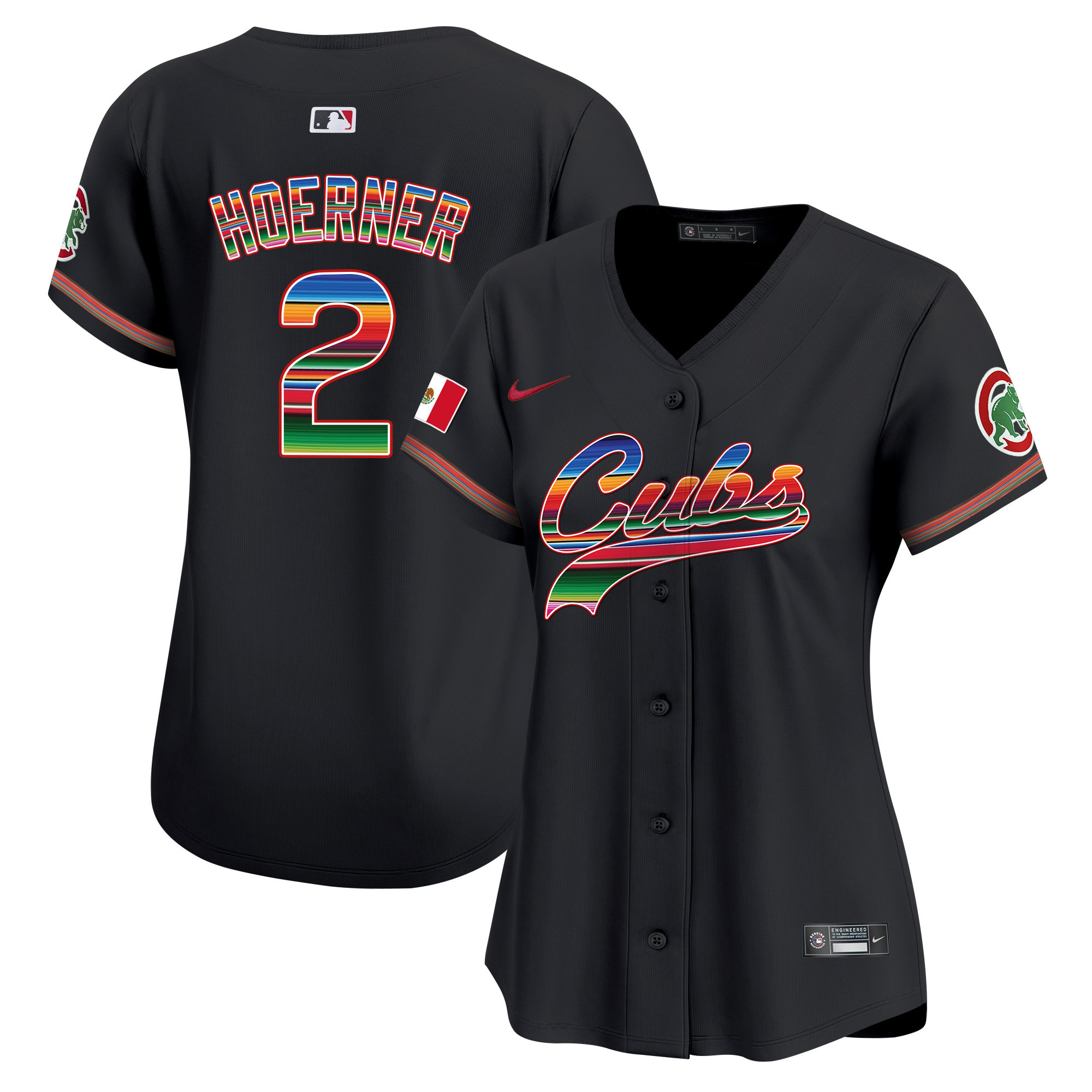 Nico Hoerner Women's Chicago Cubs Mexico Vapor Premier Limited V2 Black Jersey - All Stitched