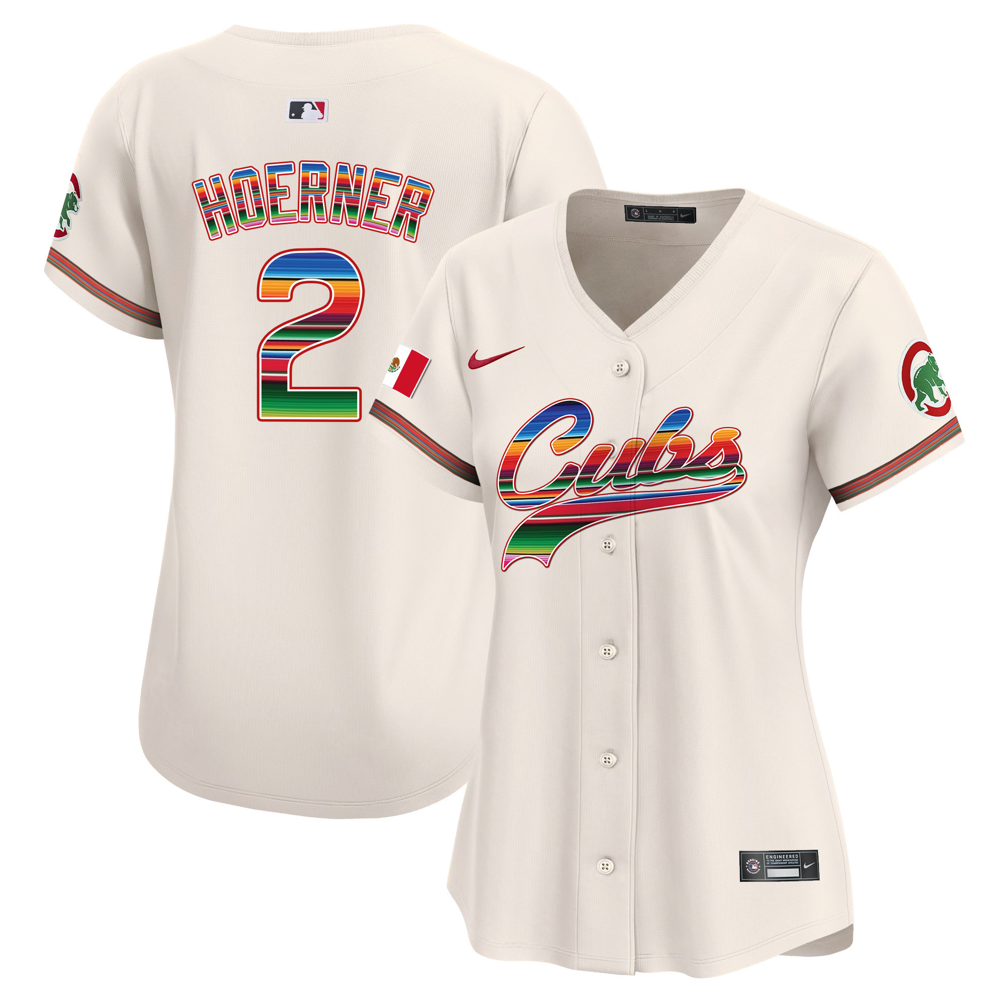 Nico Hoerner Women's Chicago Cubs Mexico Vapor Premier Limited V2 Cream Jersey - All Stitched