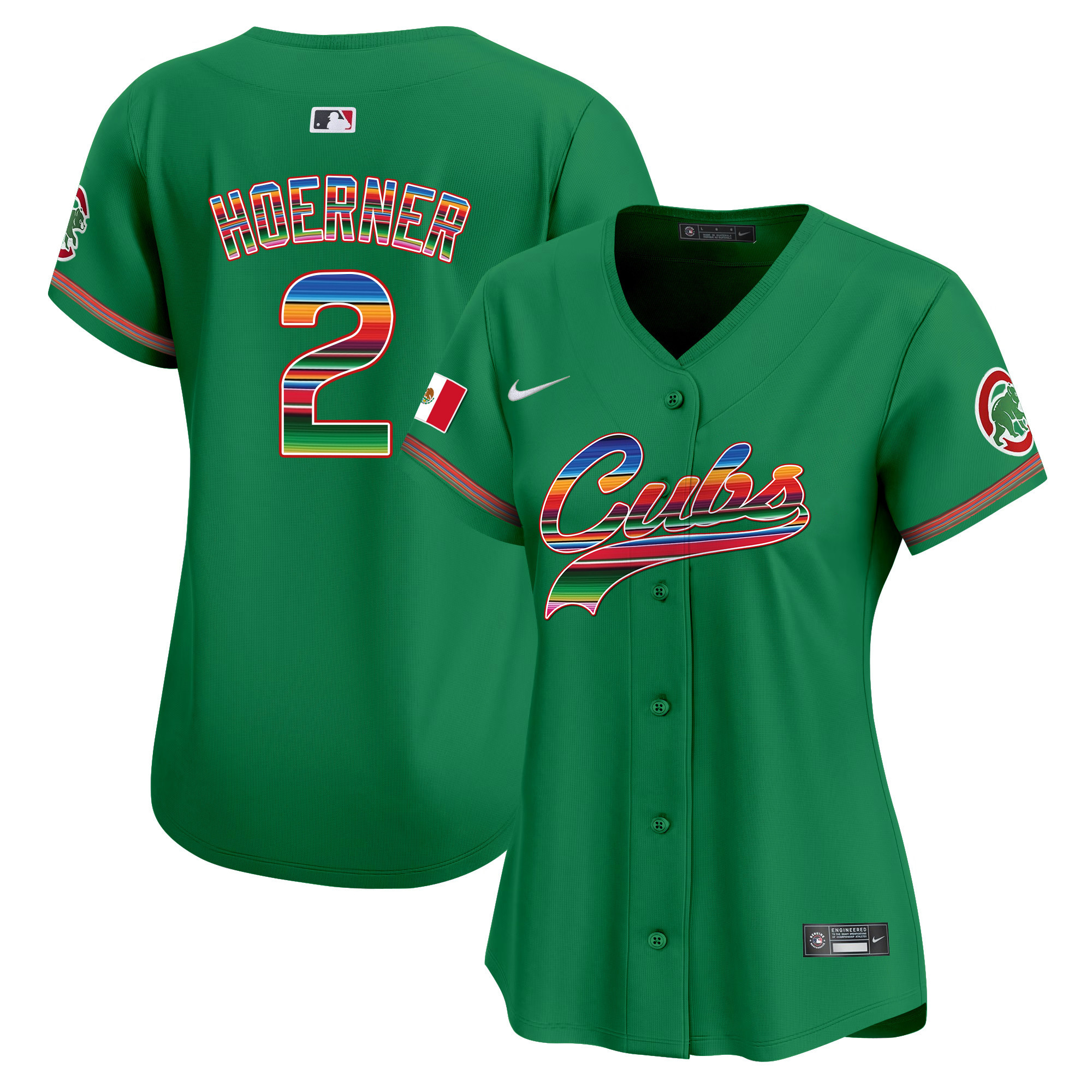 Nico Hoerner Women's Chicago Cubs Mexico Vapor Premier Limited V2 Green Jersey - All Stitched