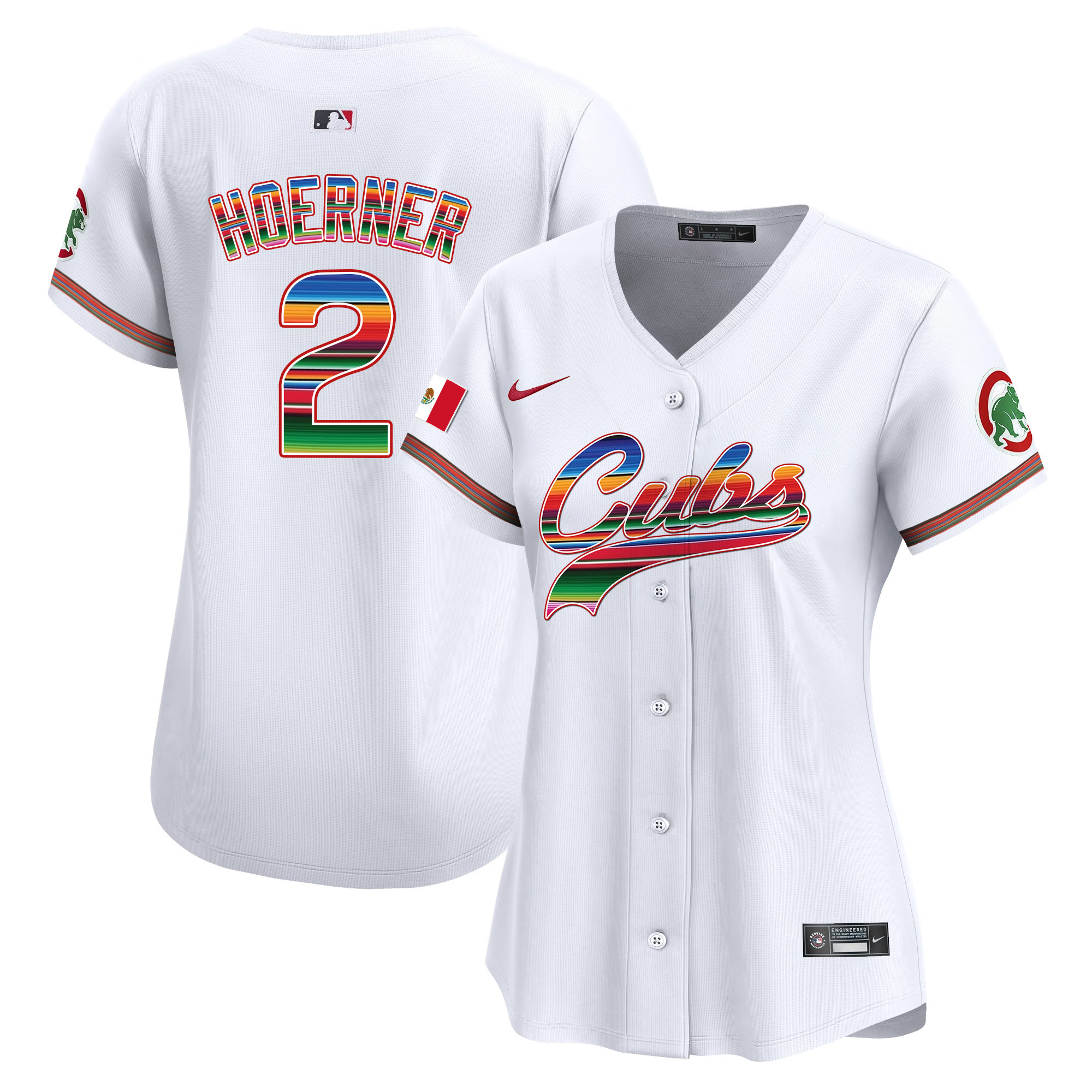 Nico Hoerner Women's Chicago Cubs Mexico Vapor Premier Limited V2 White Jersey - All Stitched