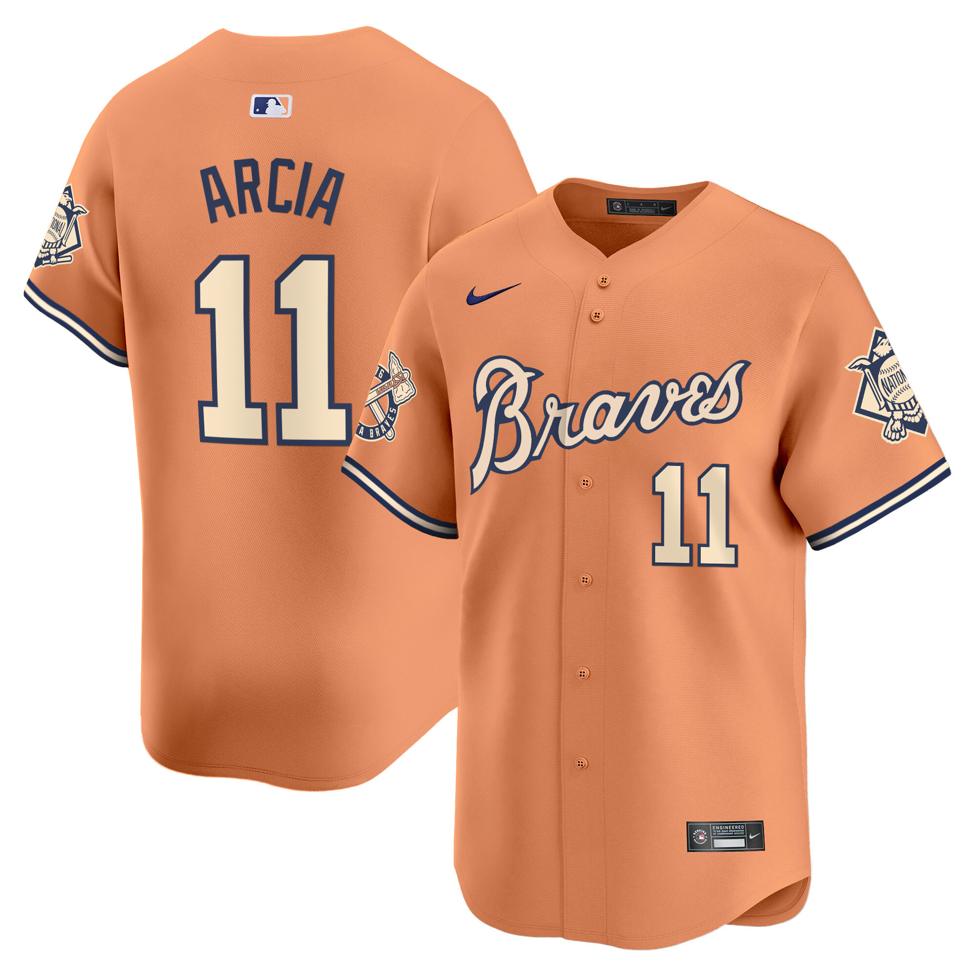 Orlando Arcia Men's Atlanta Braves Peaches n' Cream Vapor Premier Limited Jersey - All Stitched V64