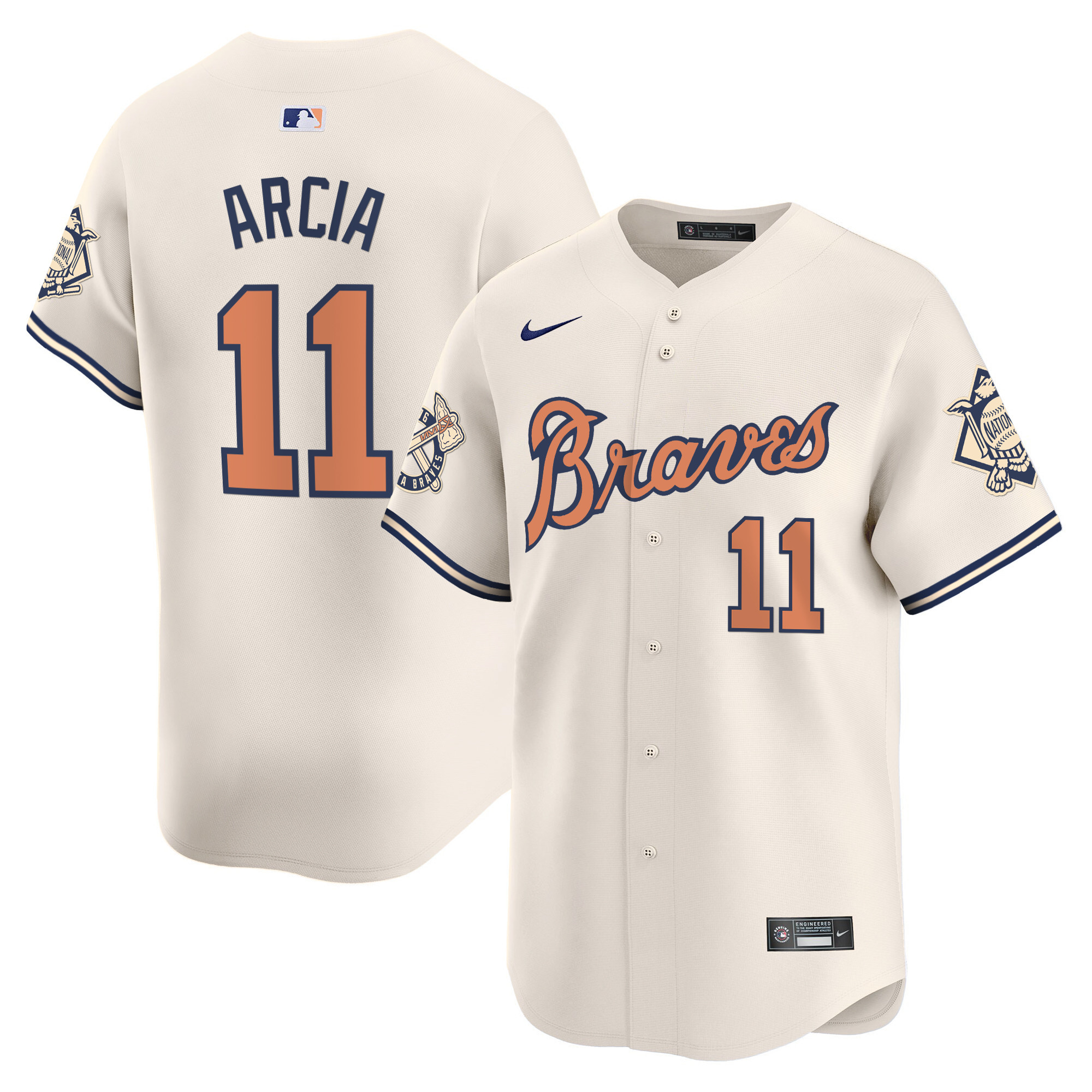 Orlando Arcia Men's Atlanta Braves Peaches n' Cream Vapor Premier Limited Jersey - All Stitched V72