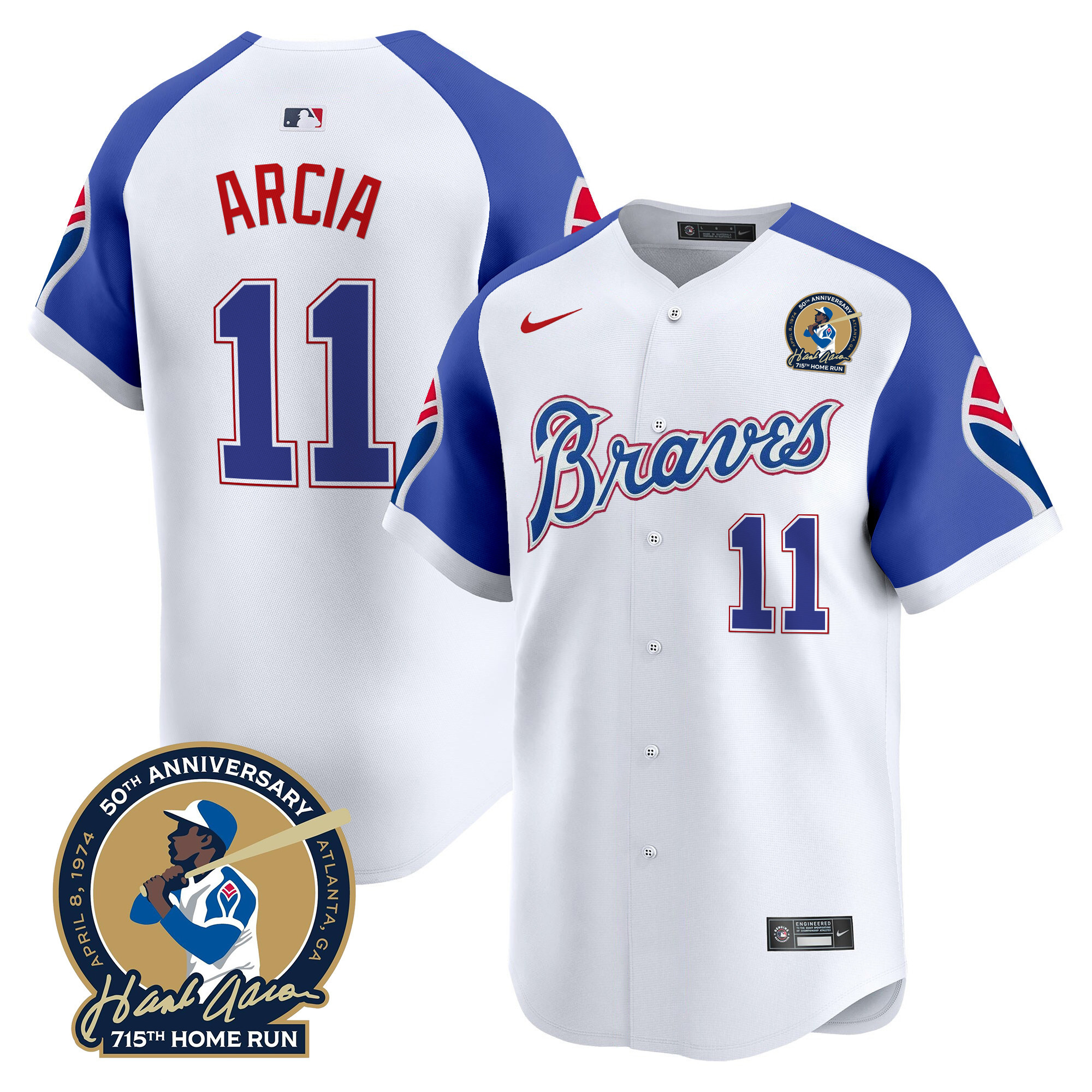 Orlando Arcia Men's Atlanta Braves Throwback 1974 - 1982 Vapor Premier Limited 1974 Jersey - All Stitched