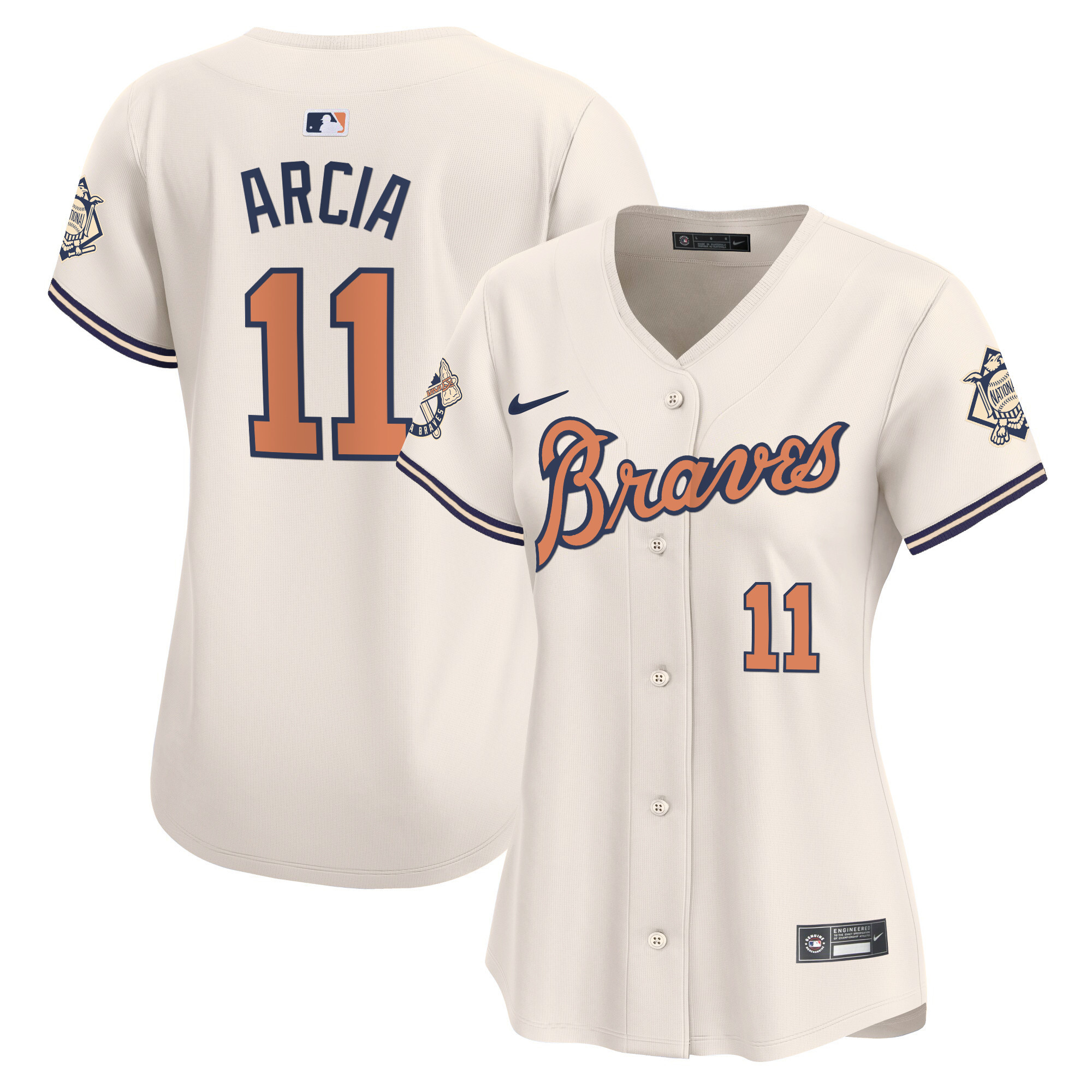Orlando Arcia Women's Atlanta Braves Peaches n' Cream Vapor Premier Limited Jersey - All Stitched