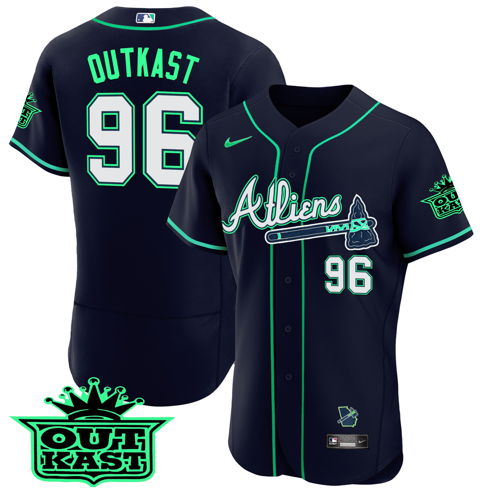 OutKast Men's Atlanta Braves Atliens Flex Base - Galaxy Version Jersey - All Stitched V56