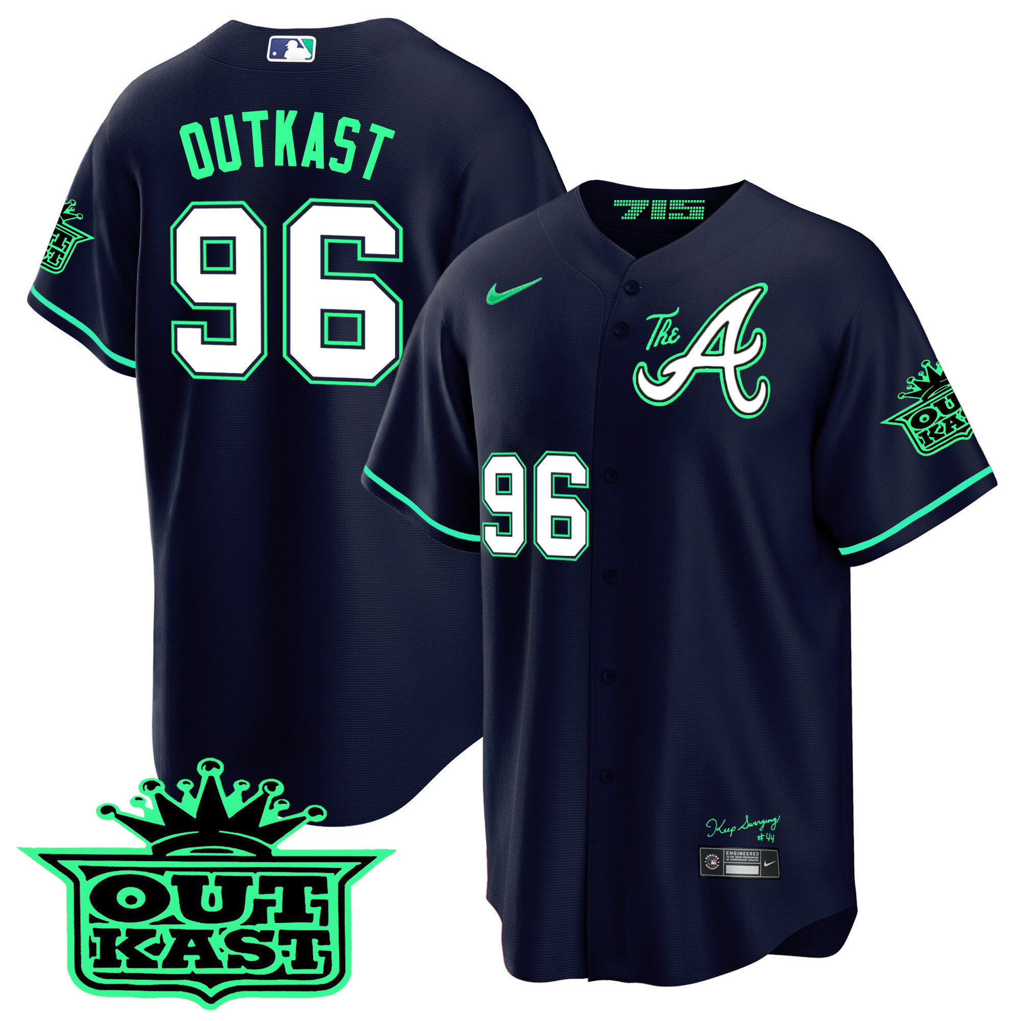 OutKast Men's Atlanta Braves Atliens The A Cool Base - Galaxy Version Jersey - All Stitched V25