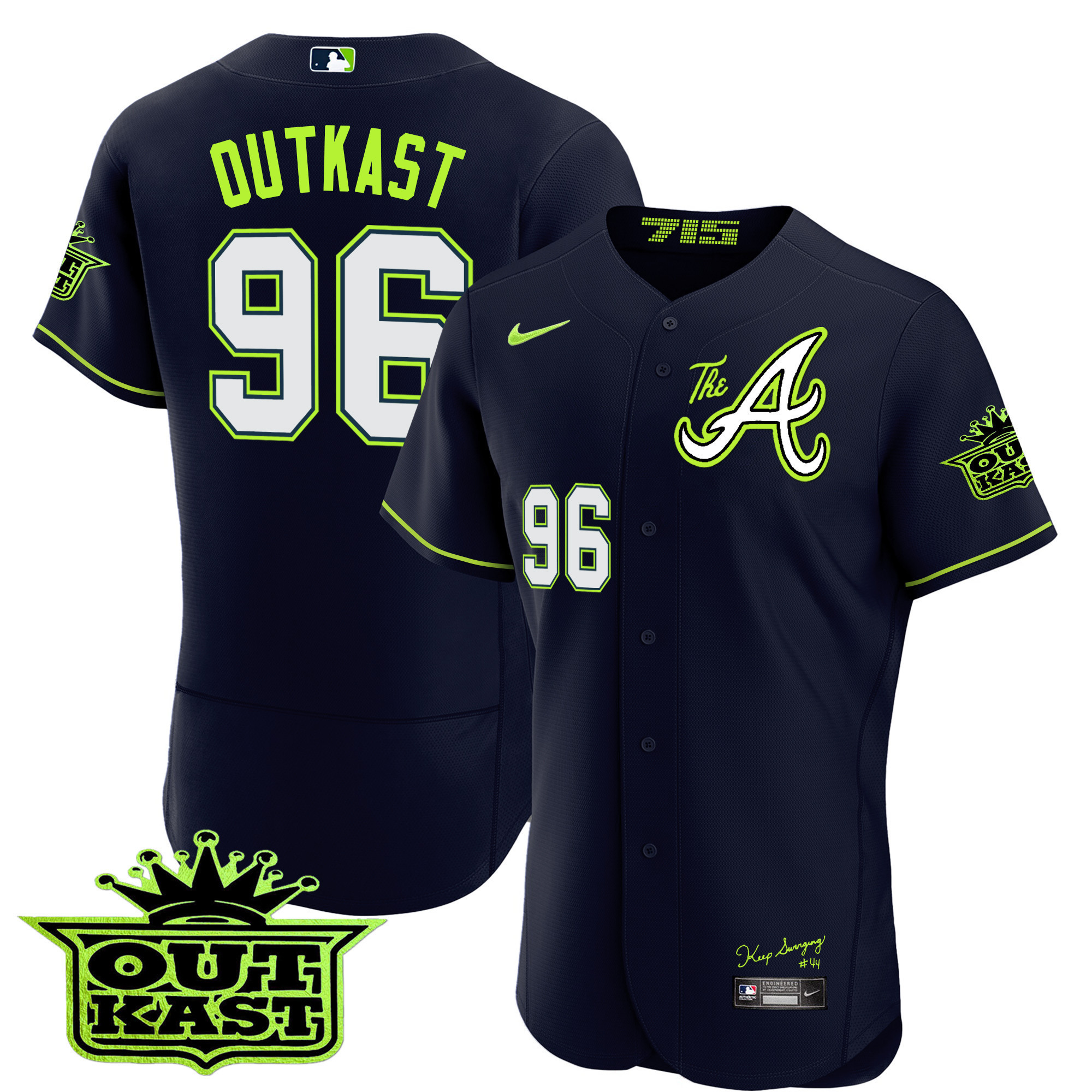 OutKast Men's Atlanta Braves Atliens The A Flex Base Jersey - All Stitched V50