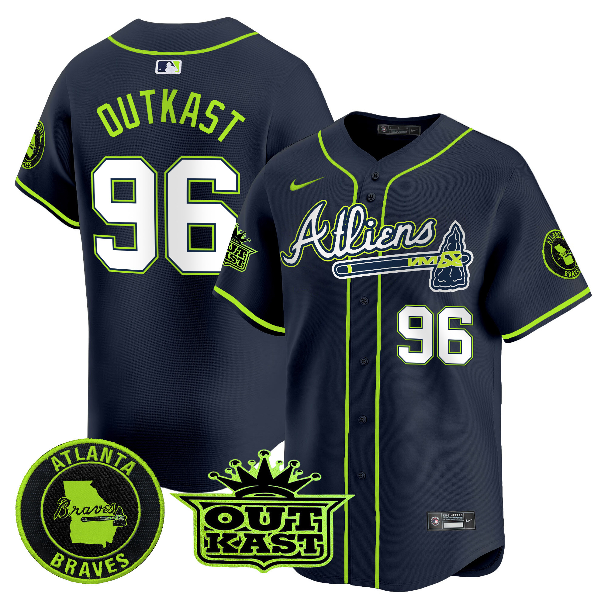 OutKast Men's Atlanta Braves Atliens Vapor Premier Limited Jersey - All Stitched