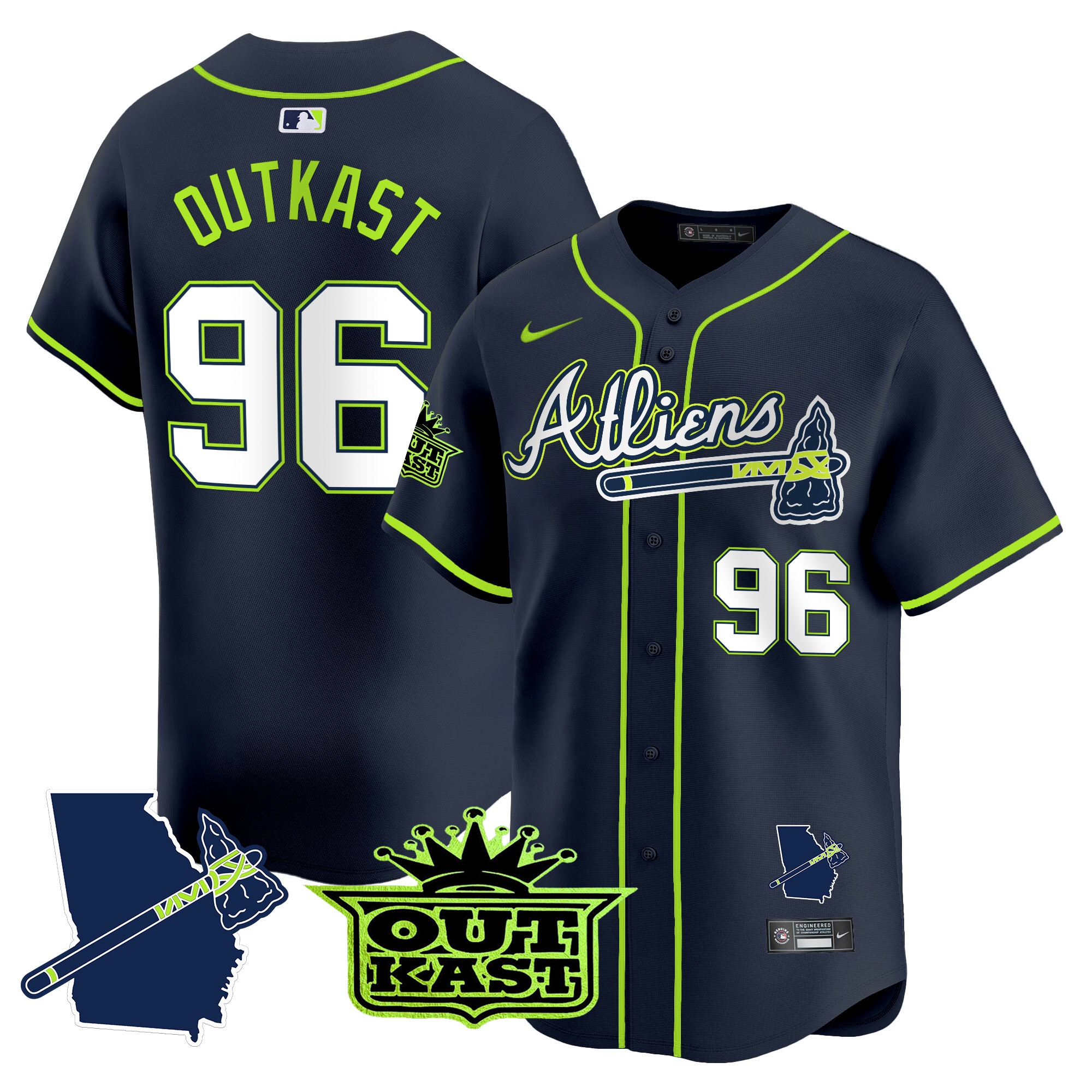 OutKast Men's Atlanta Braves Atliens Vapor Premier Limited V2 Jersey - All Stitched