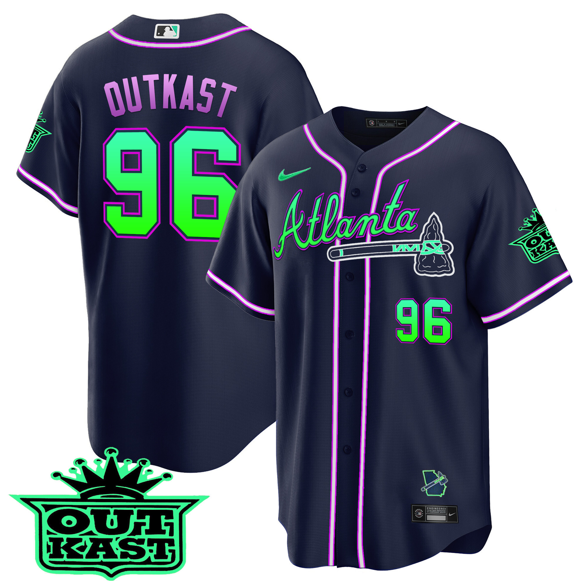 OutKast Men's Atlanta Braves Outkast Cool Base V3 - Galaxy Version Jersey - All Stitched