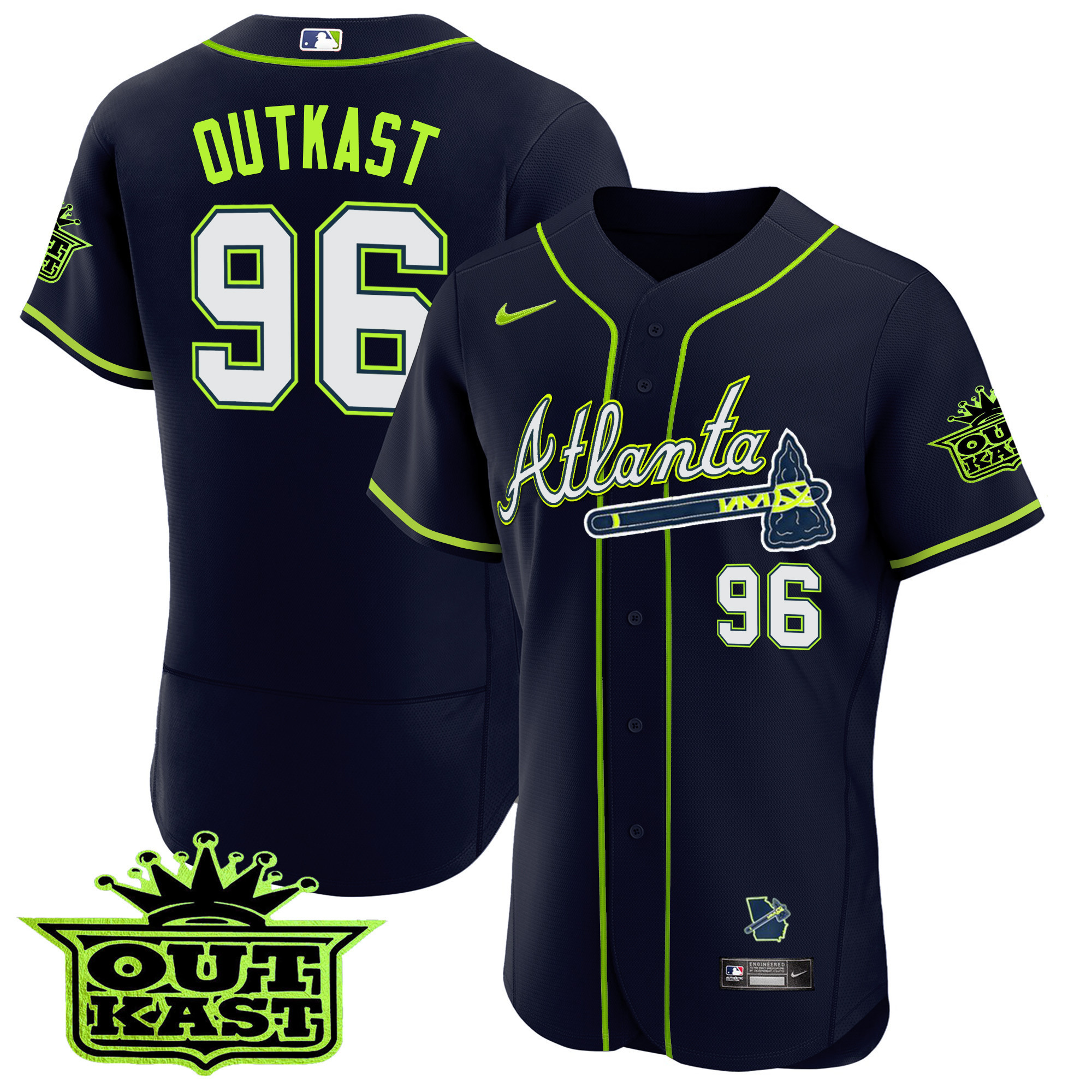 OutKast Men's Atlanta Braves Outkast Flex Base V3 Atliens Jersey - All Stitched