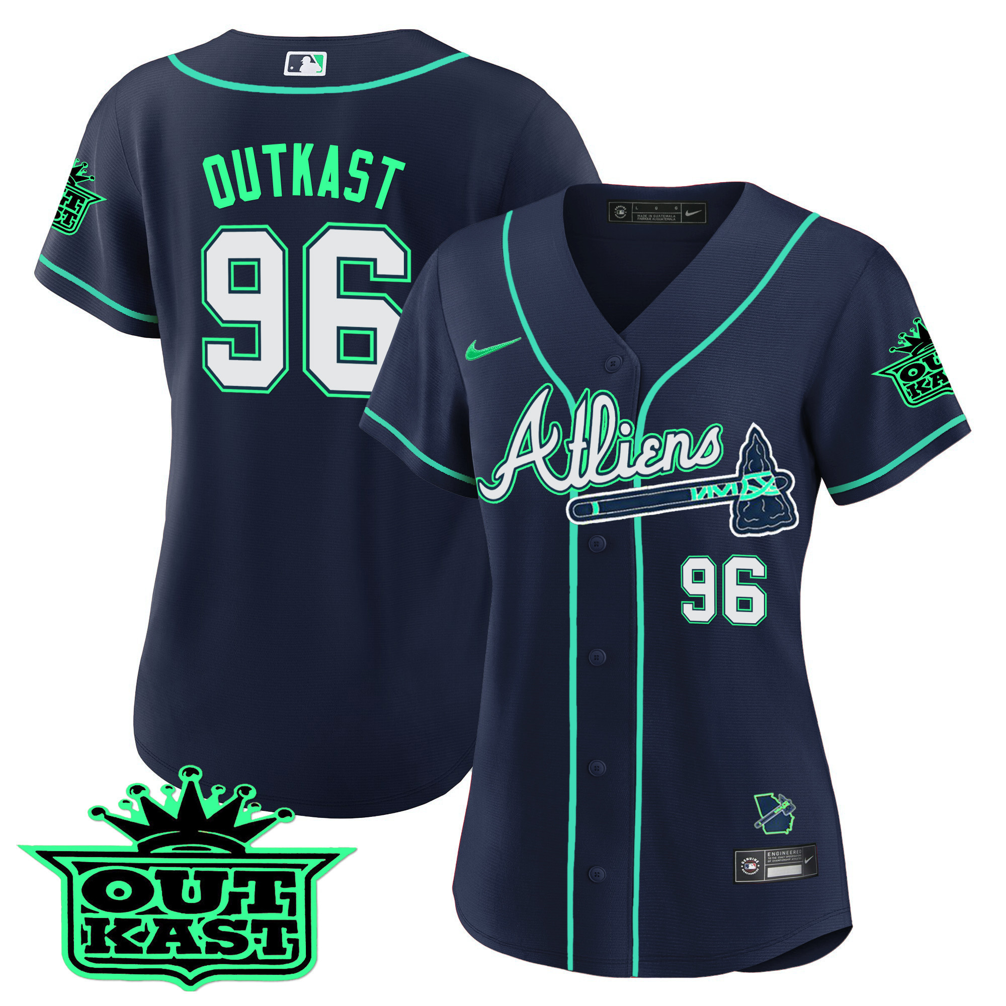 OutKast Women's Atlanta Braves Atliens Baseball - Galaxy Version Jersey - All Stitched V67