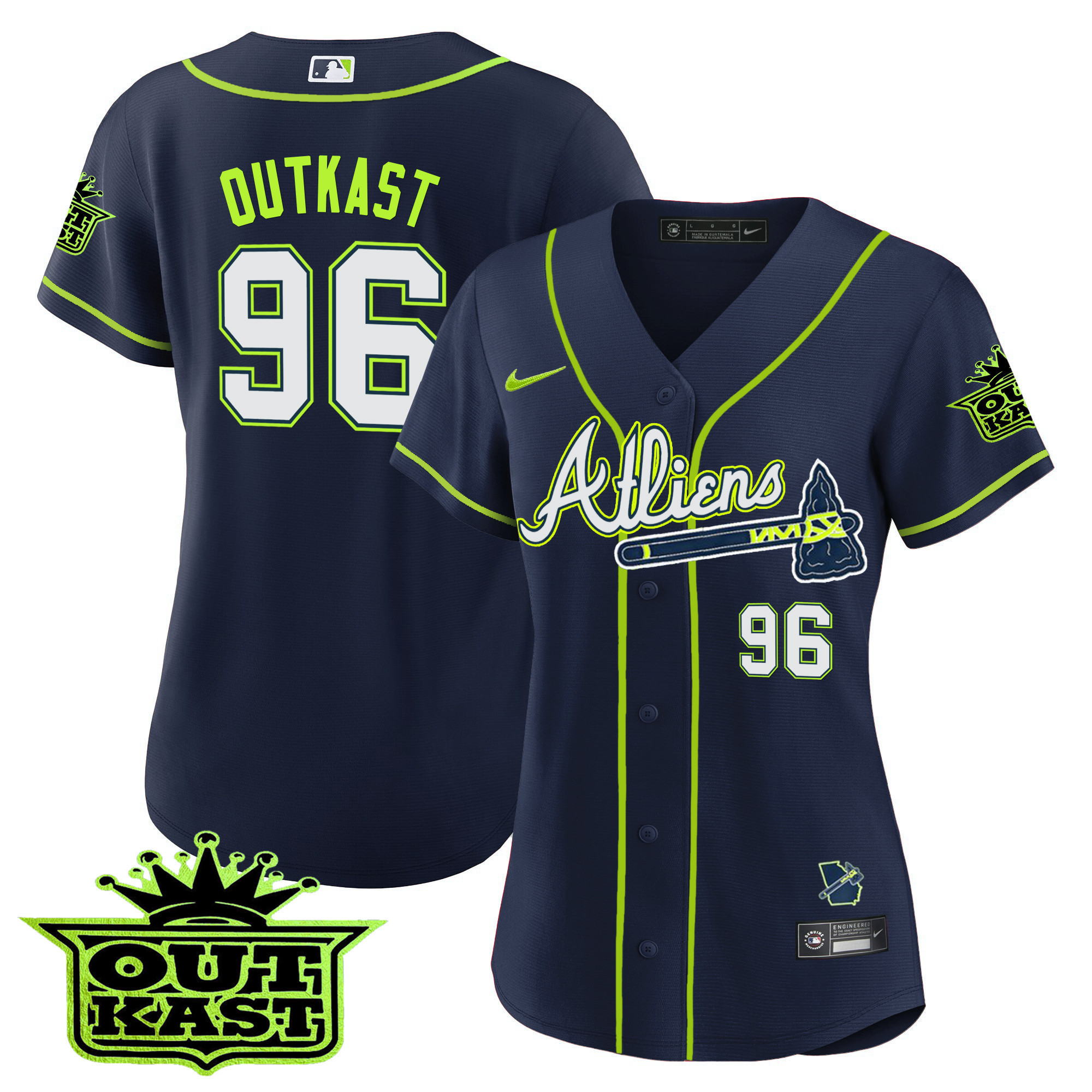 OutKast Women's Atlanta Braves Atliens Jersey - All Stitched V23