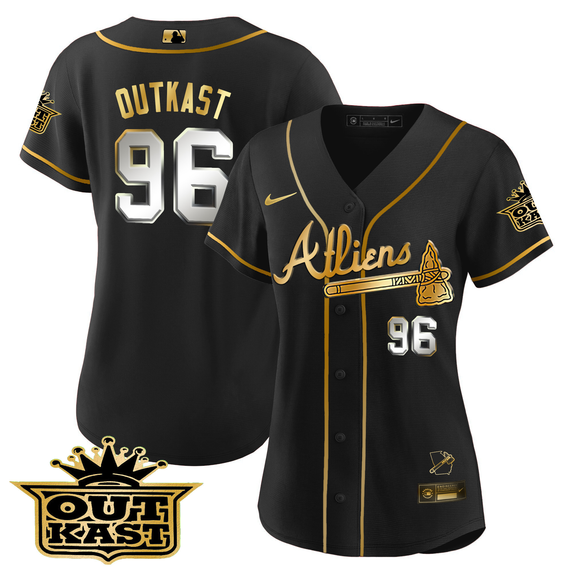 OutKast Women's Atlanta Braves Atliens V2 Black Limited Jersey - All Stitched V8