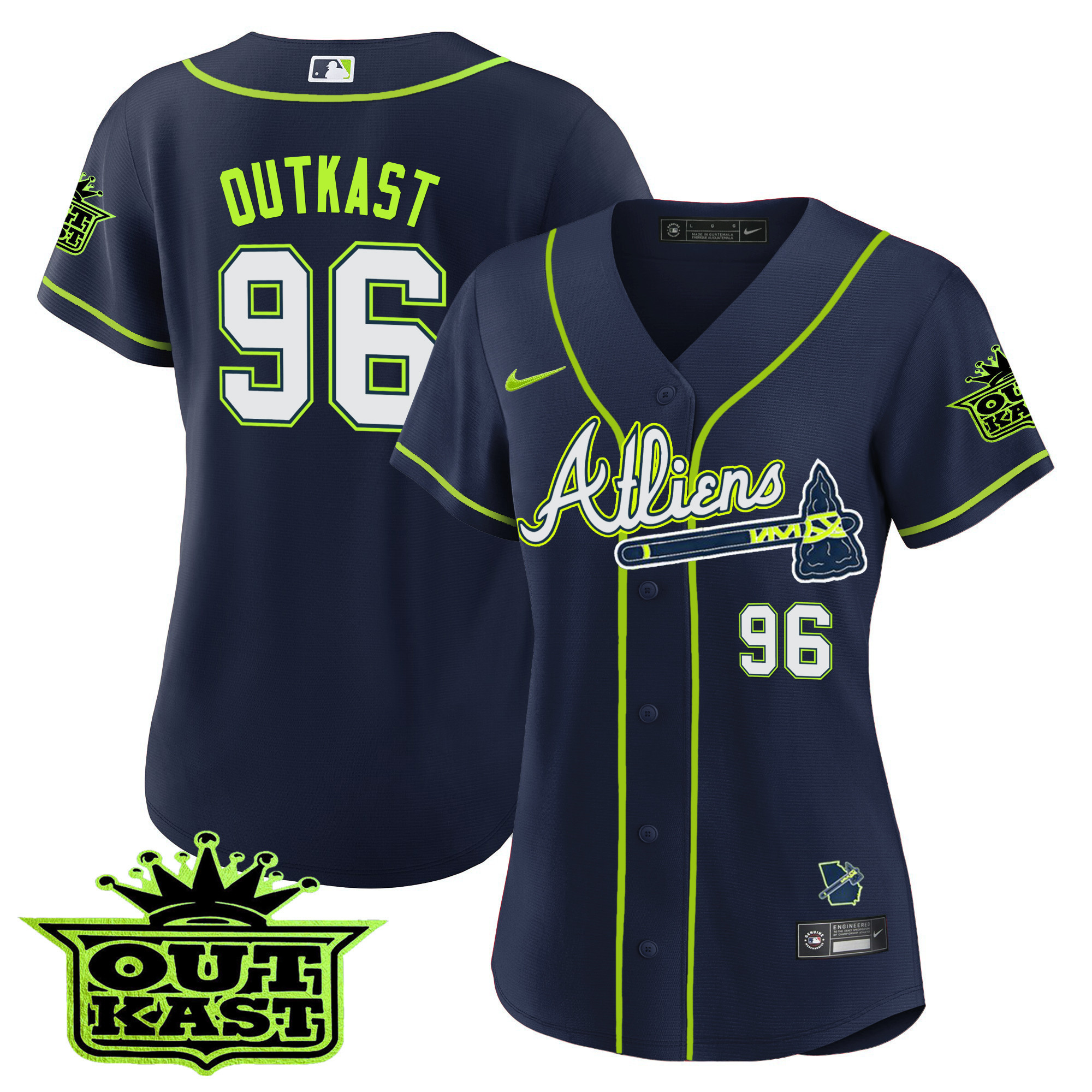 OutKast Women's Atlanta Braves Atliens V2 Jersey - All Stitched V12