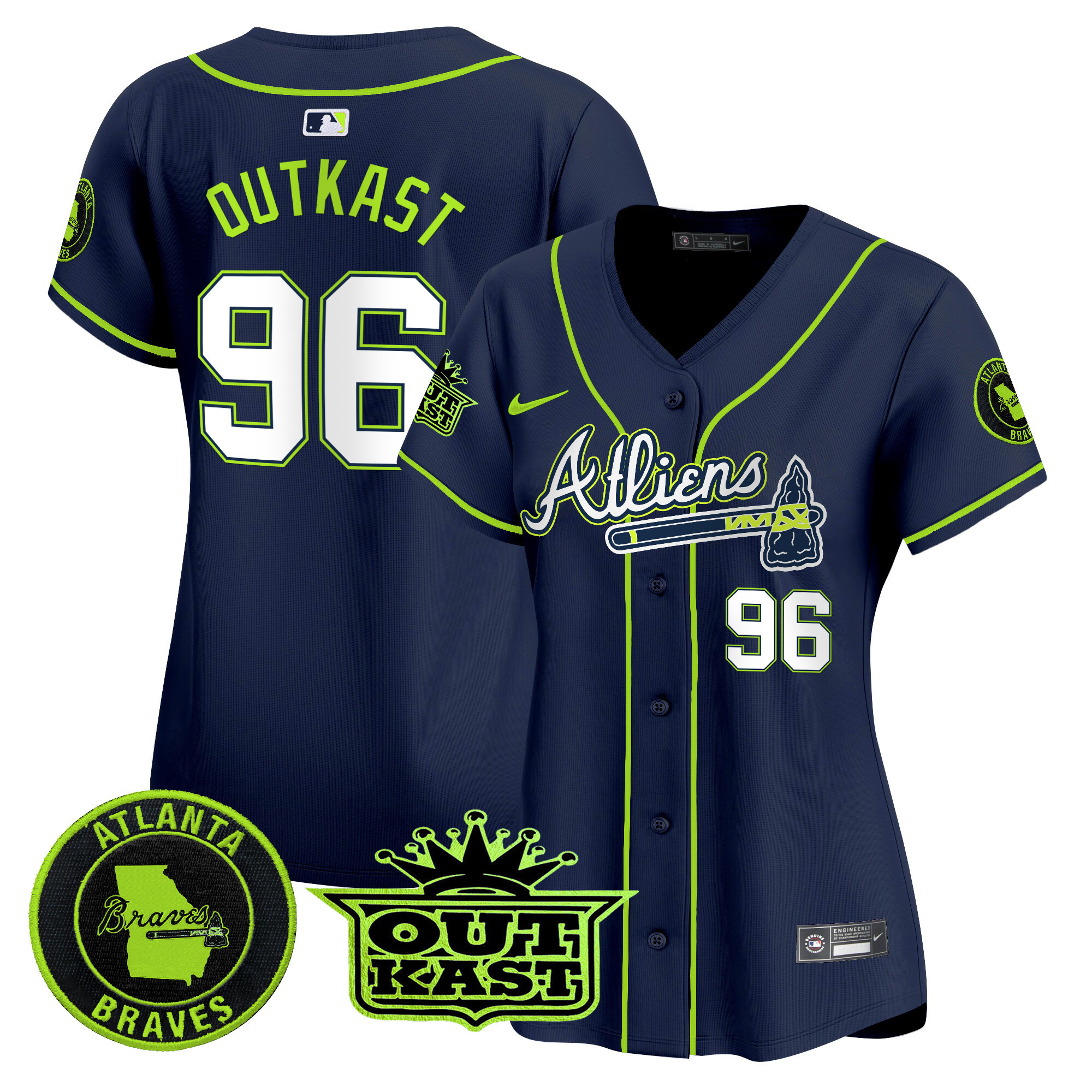 OutKast Women's Atlanta Braves Atliens Vapor Premier Limited Jersey - All Stitched