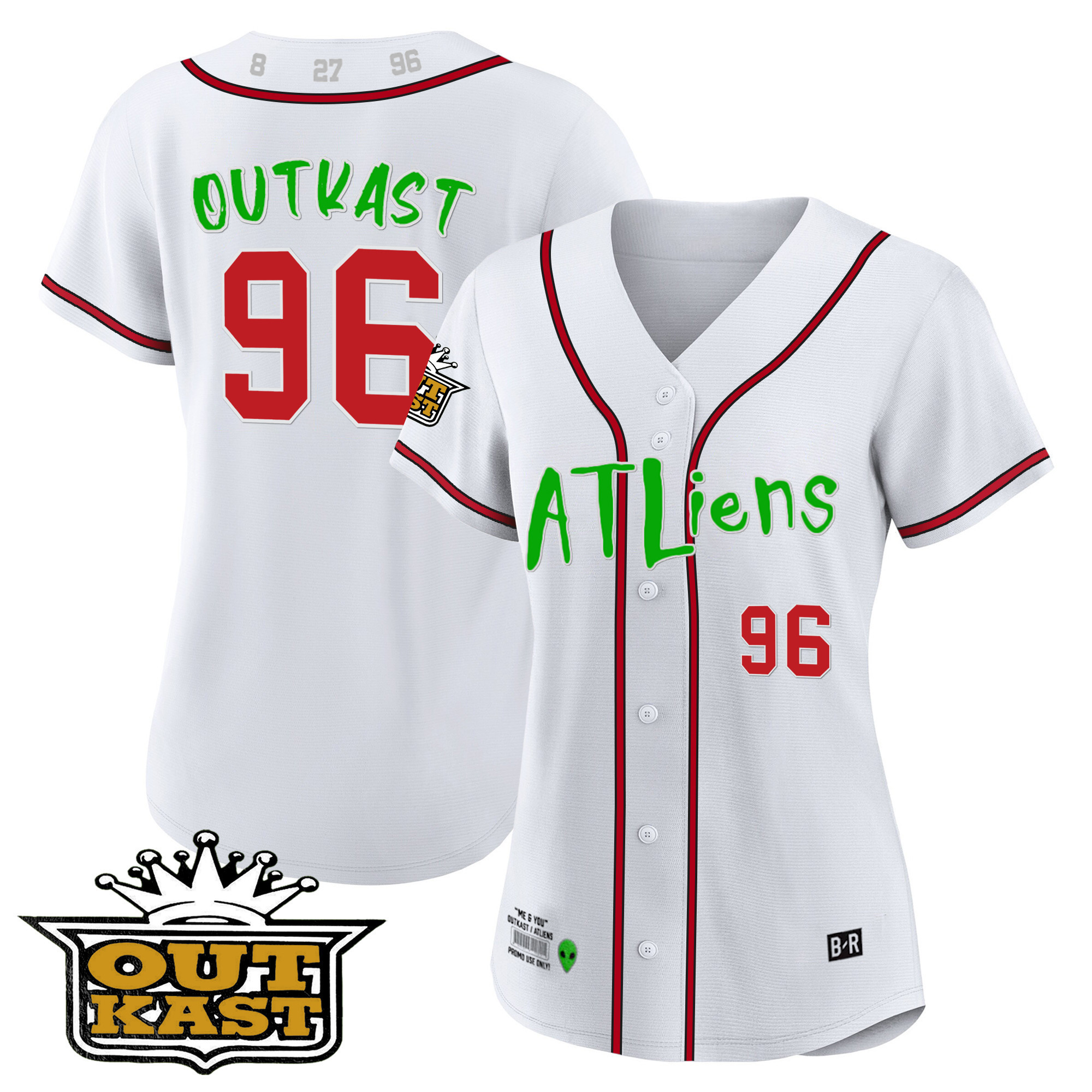 OutKast Women's Atlanta Braves Atliens White Jersey - All Stitched V74