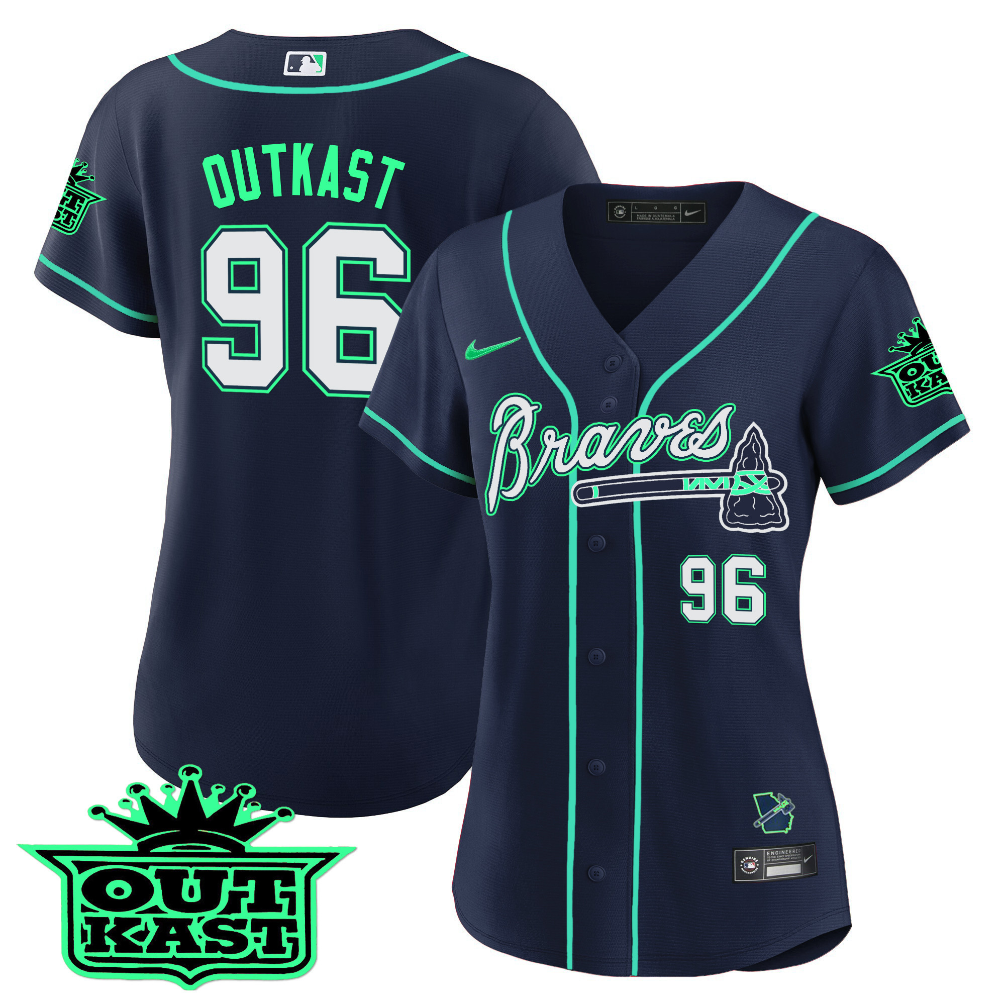 OutKast Women's Atlanta Braves Outkast Baseball - Galaxy Version Atliens Jersey - All Stitched